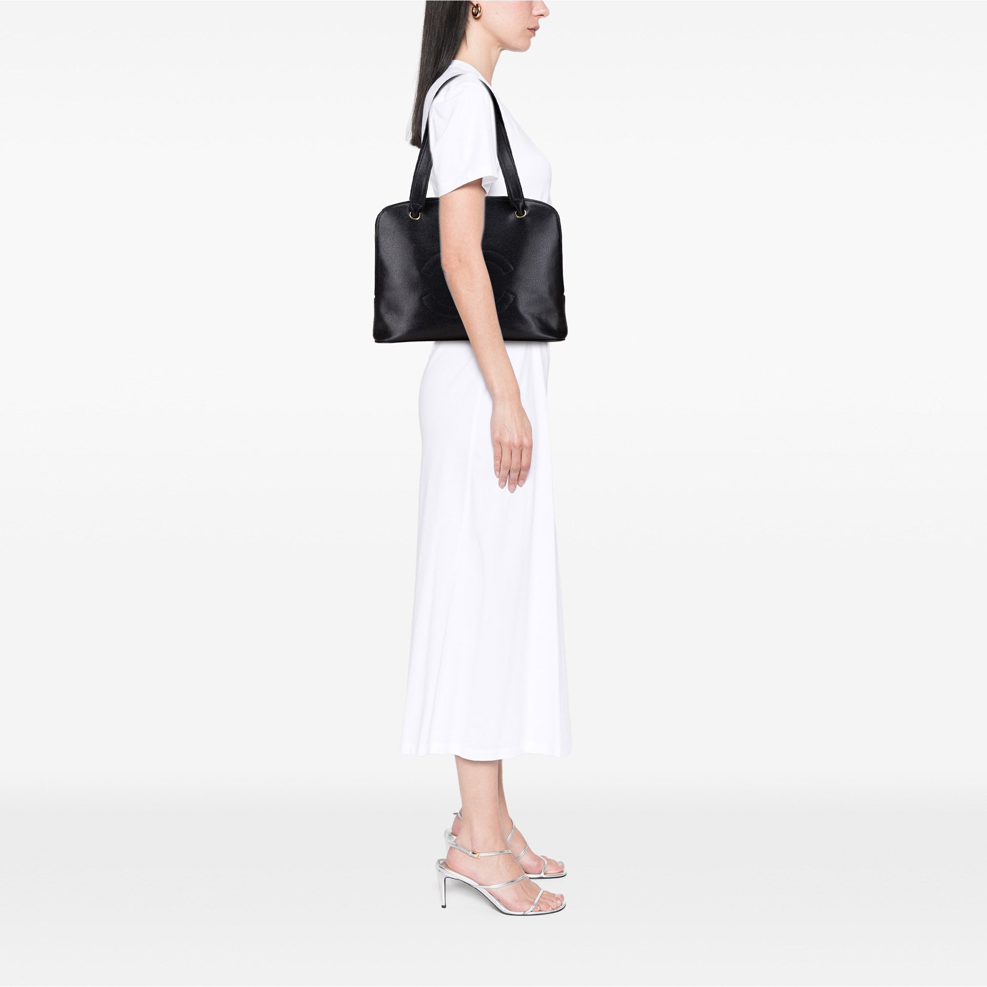 Chanel CC Caviar Two Way Zip Shoulder Bag - image 11
