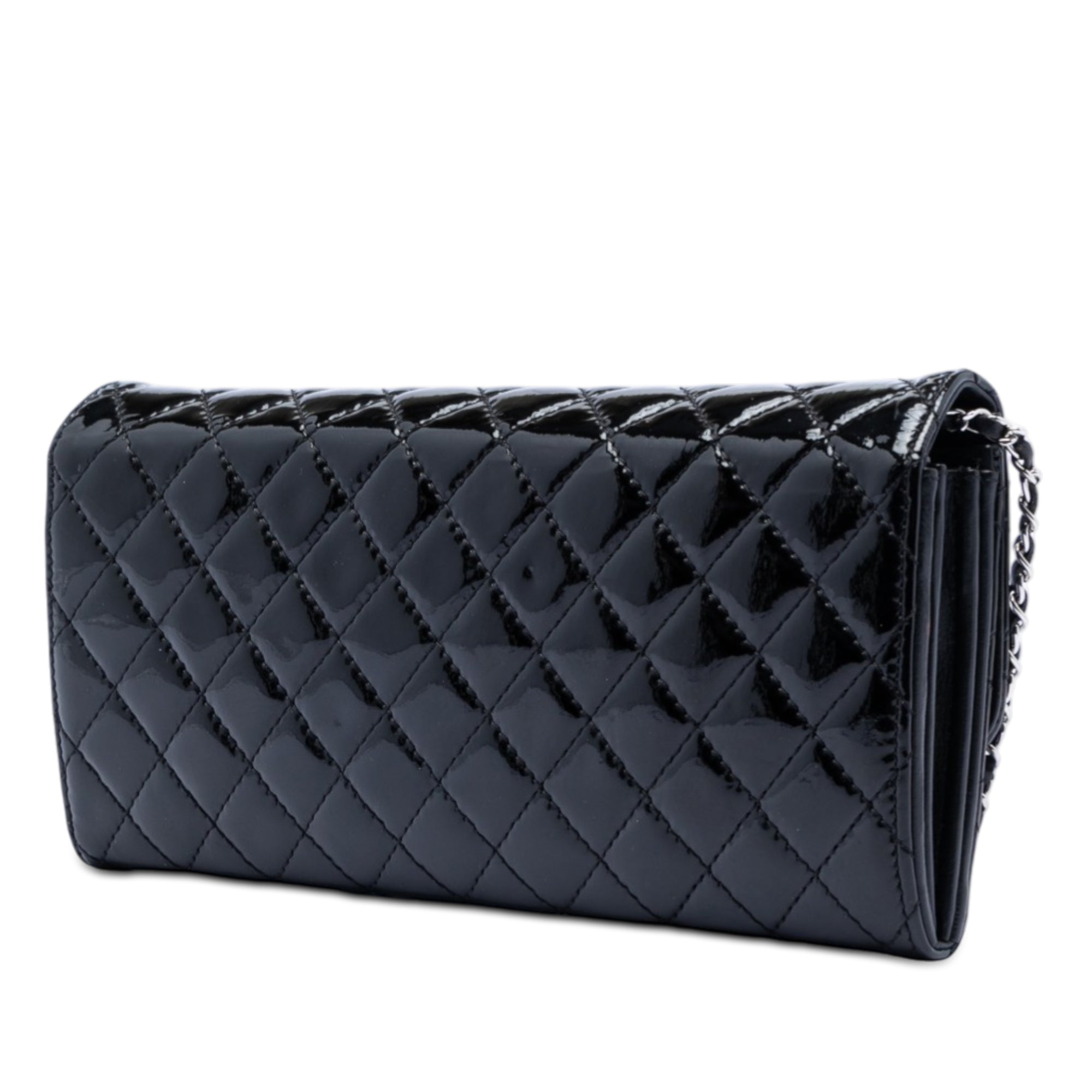 Chanel Quilted Patent Brilliant East West Flap Clutch with Chain - image 2