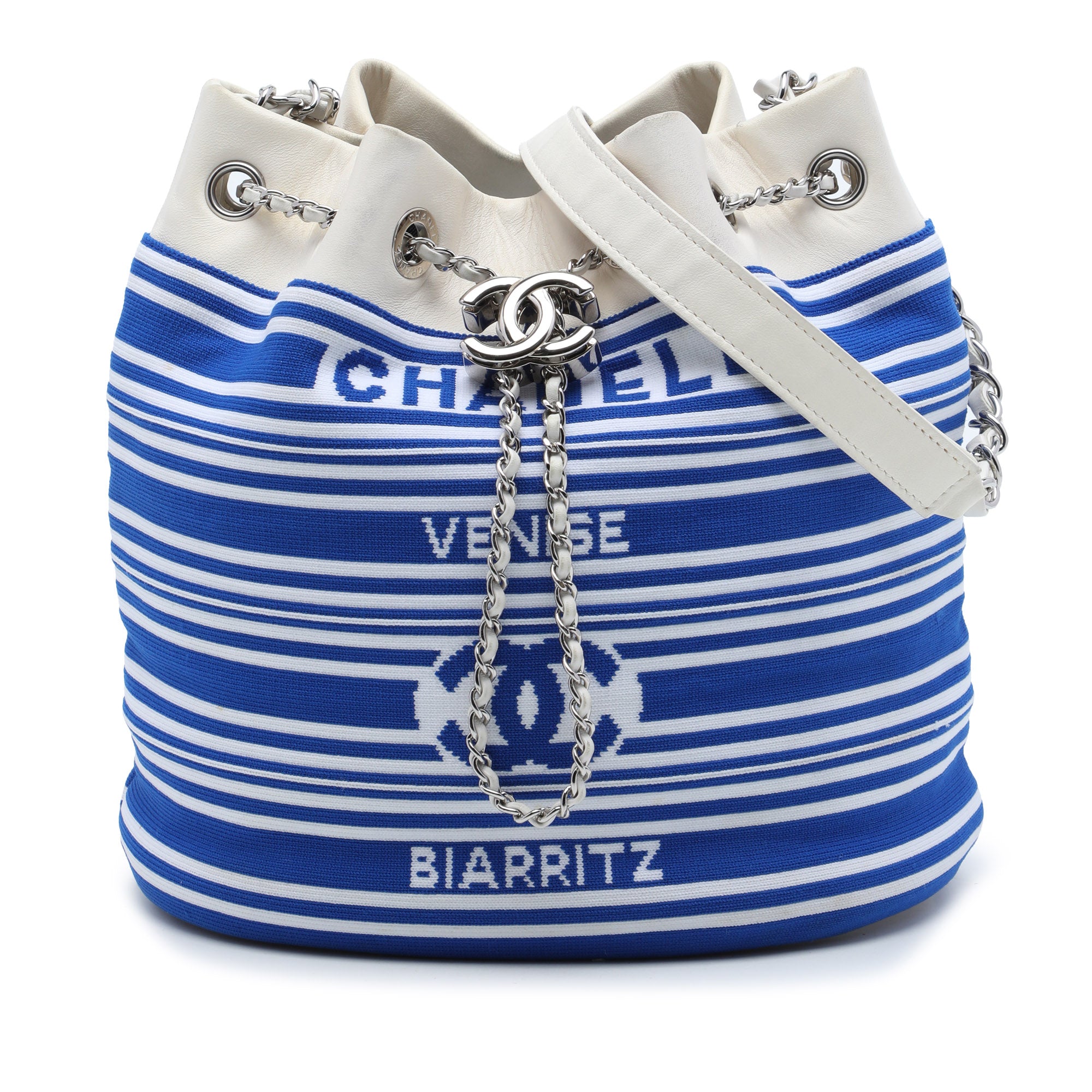 Chanel Venise Biarritz Mixed Fibers and Lambskin Drawstring Bucket Bag - image 1