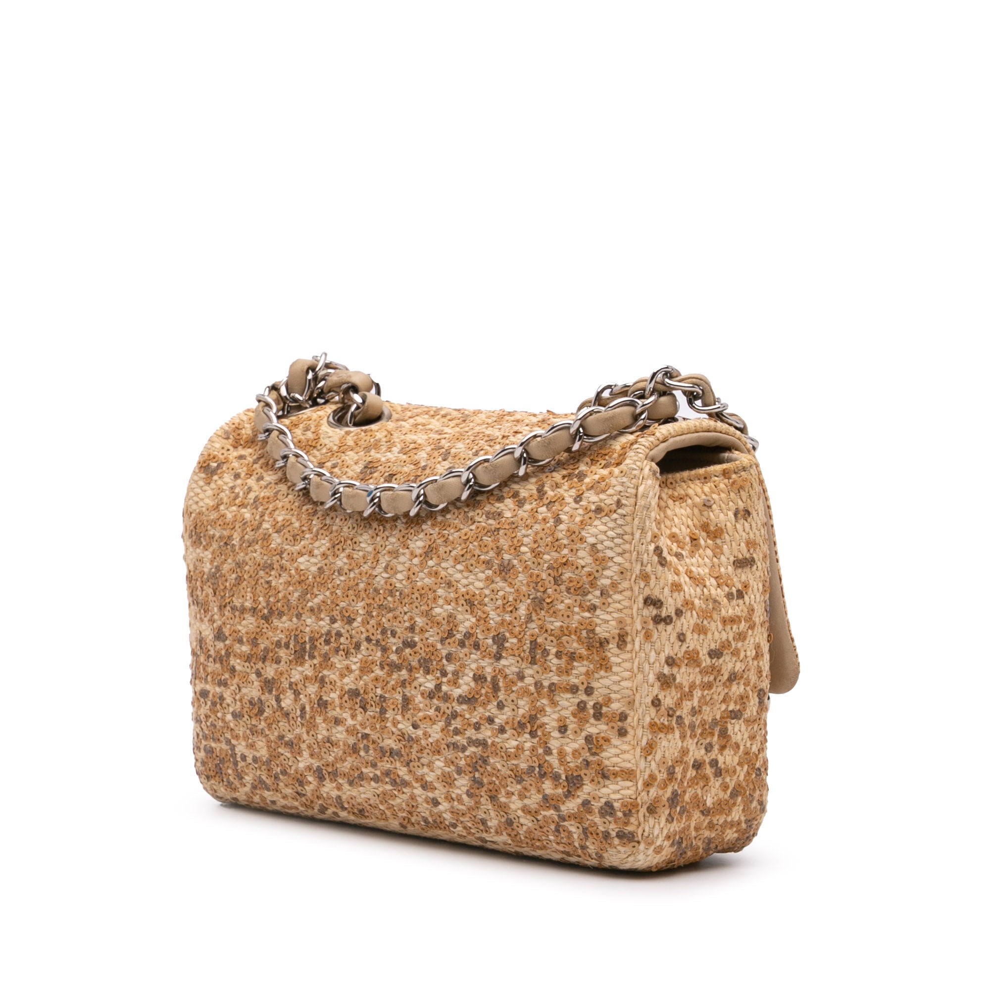 Chanel Small Raffia Sequin Single Flap - image 2