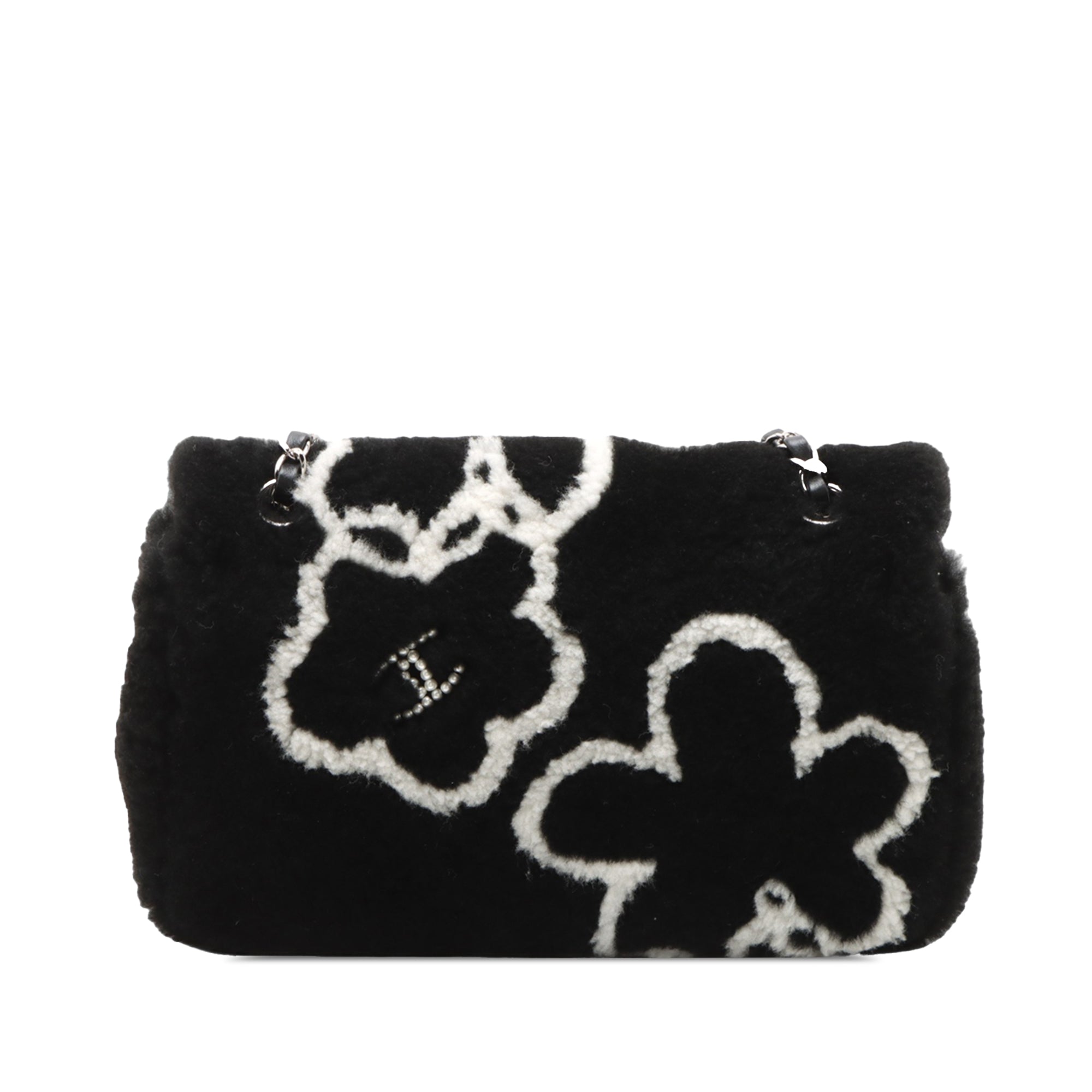 Chanel Shearling Camellia Pearl Embellished Flap - image 2