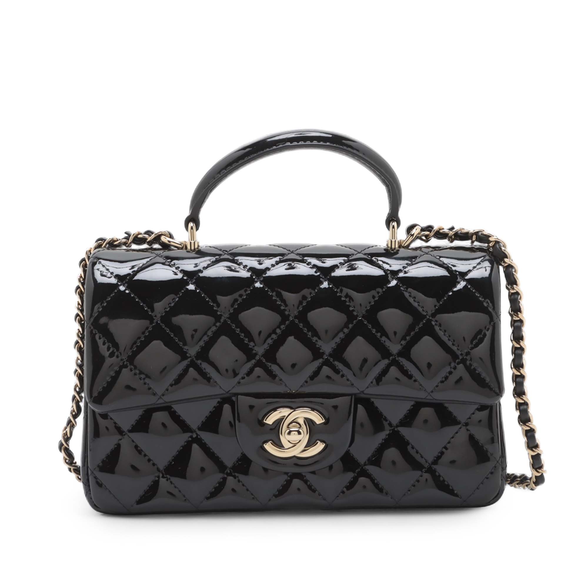 Chanel Mini Rectangular Classic Patent Top Handle Flap - image 1