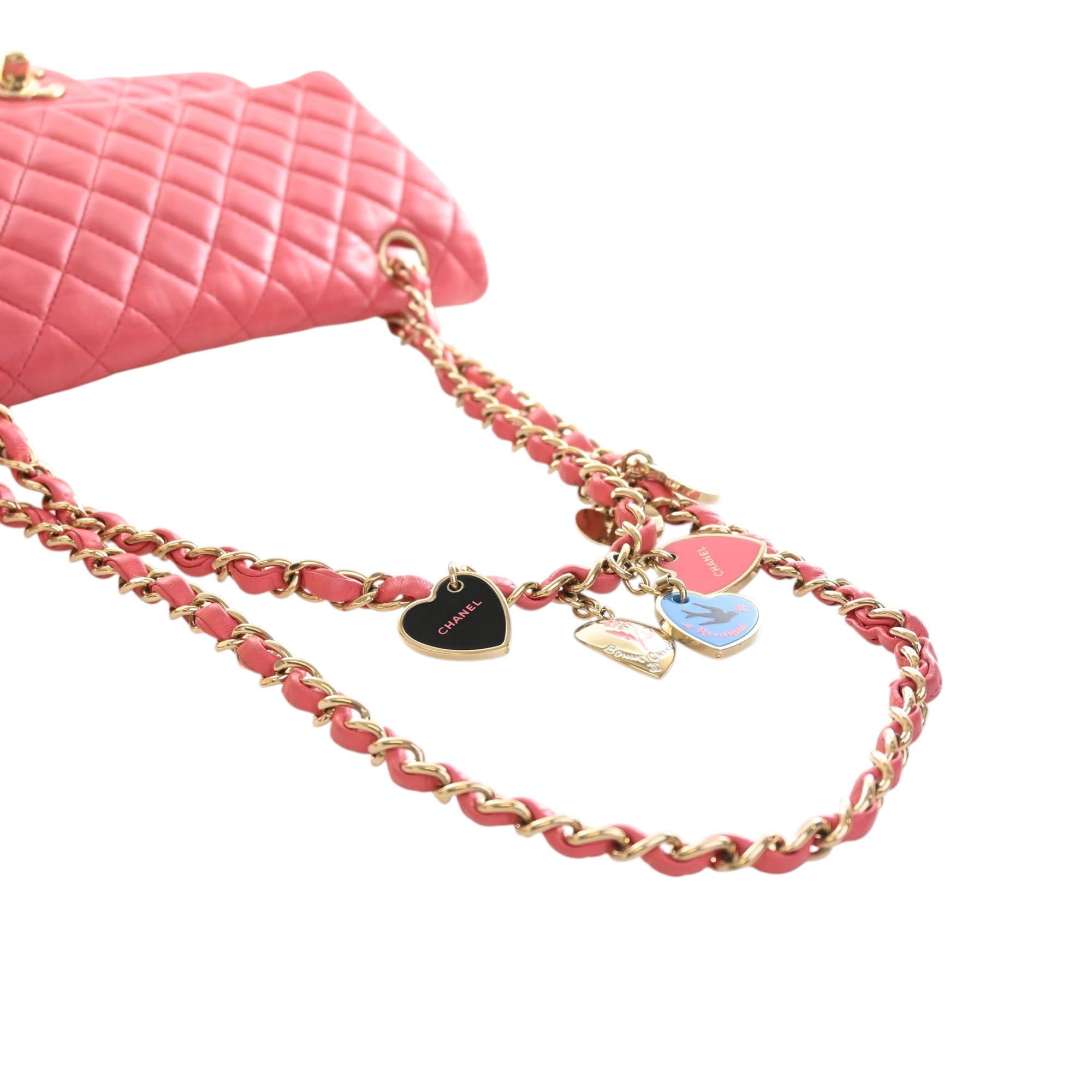 Chanel Medium Classic Lambskin Valentines Heart Charms Single Flap - image 11