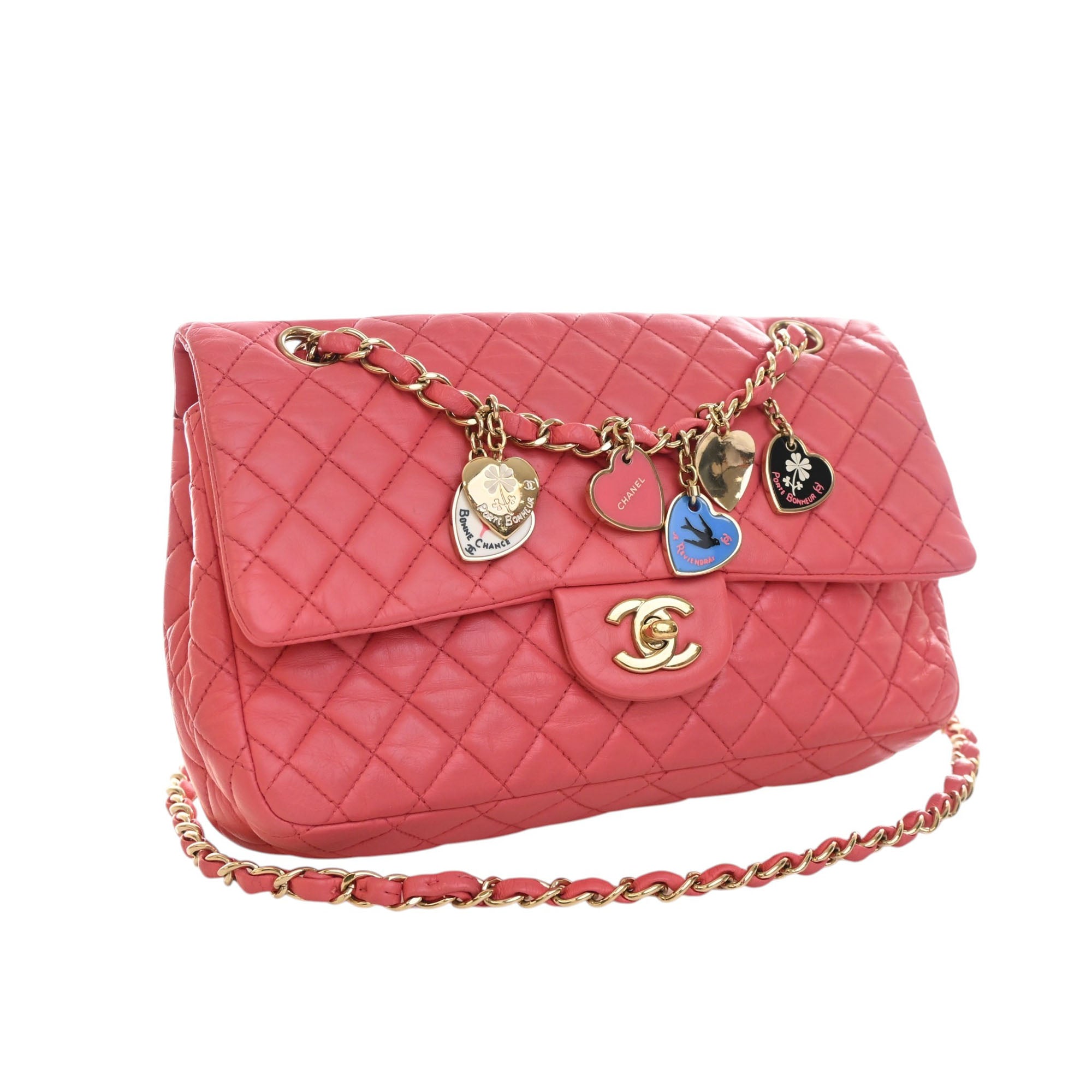 Chanel Medium Classic Lambskin Valentines Heart Charms Single Flap - image 9