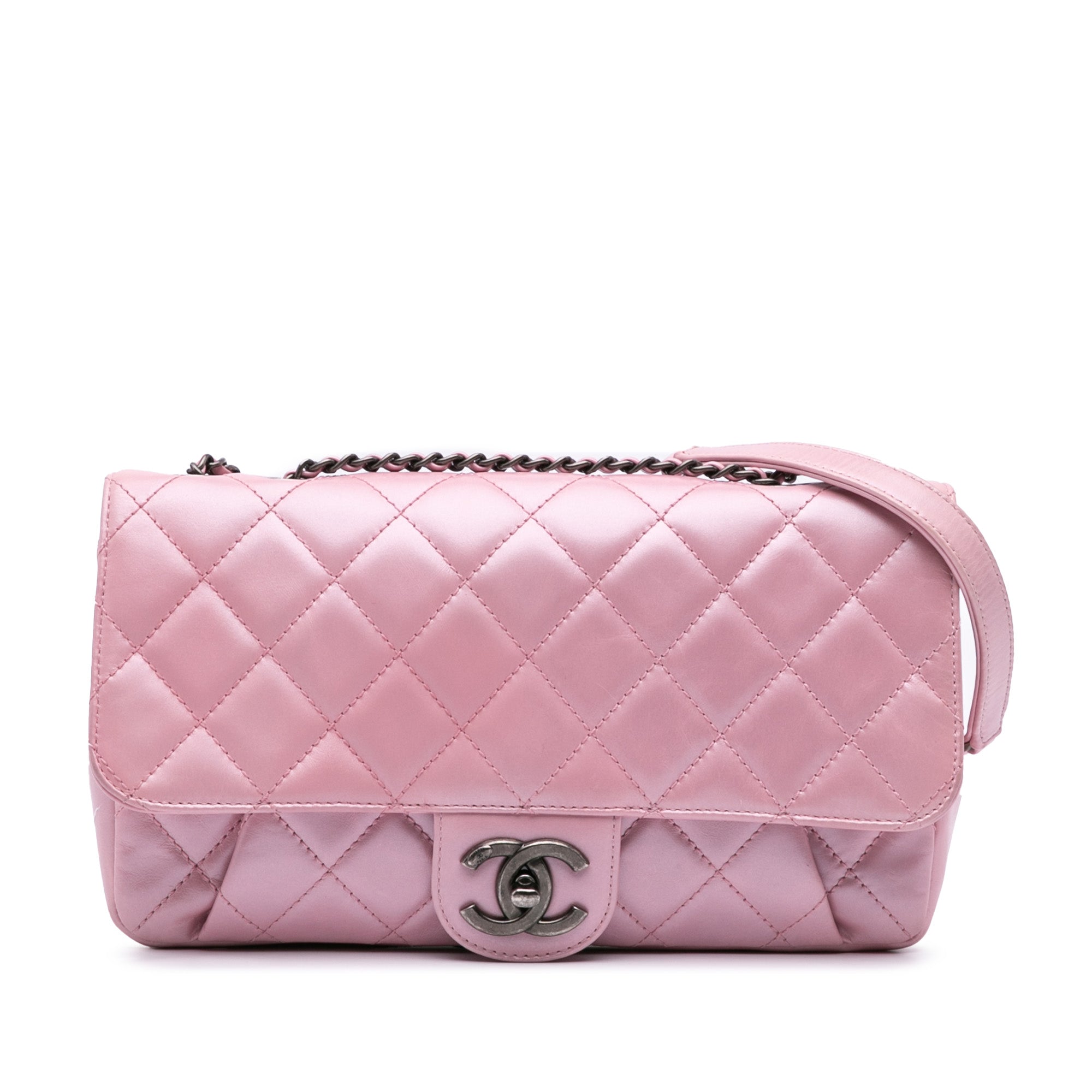 Chanel Medium Quilted Metallic Calfskin Coco Pleats Chain Flap - image 1