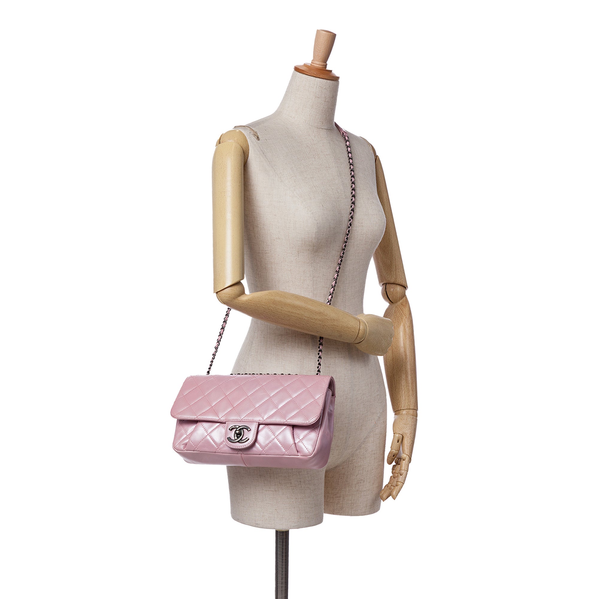 Chanel Medium Quilted Metallic Calfskin Coco Pleats Chain Flap - image 10