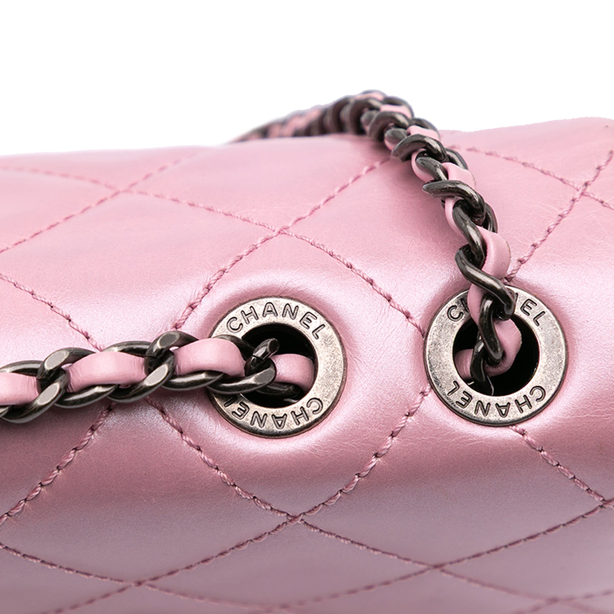 Chanel Medium Quilted Metallic Calfskin Coco Pleats Chain Flap - image 9