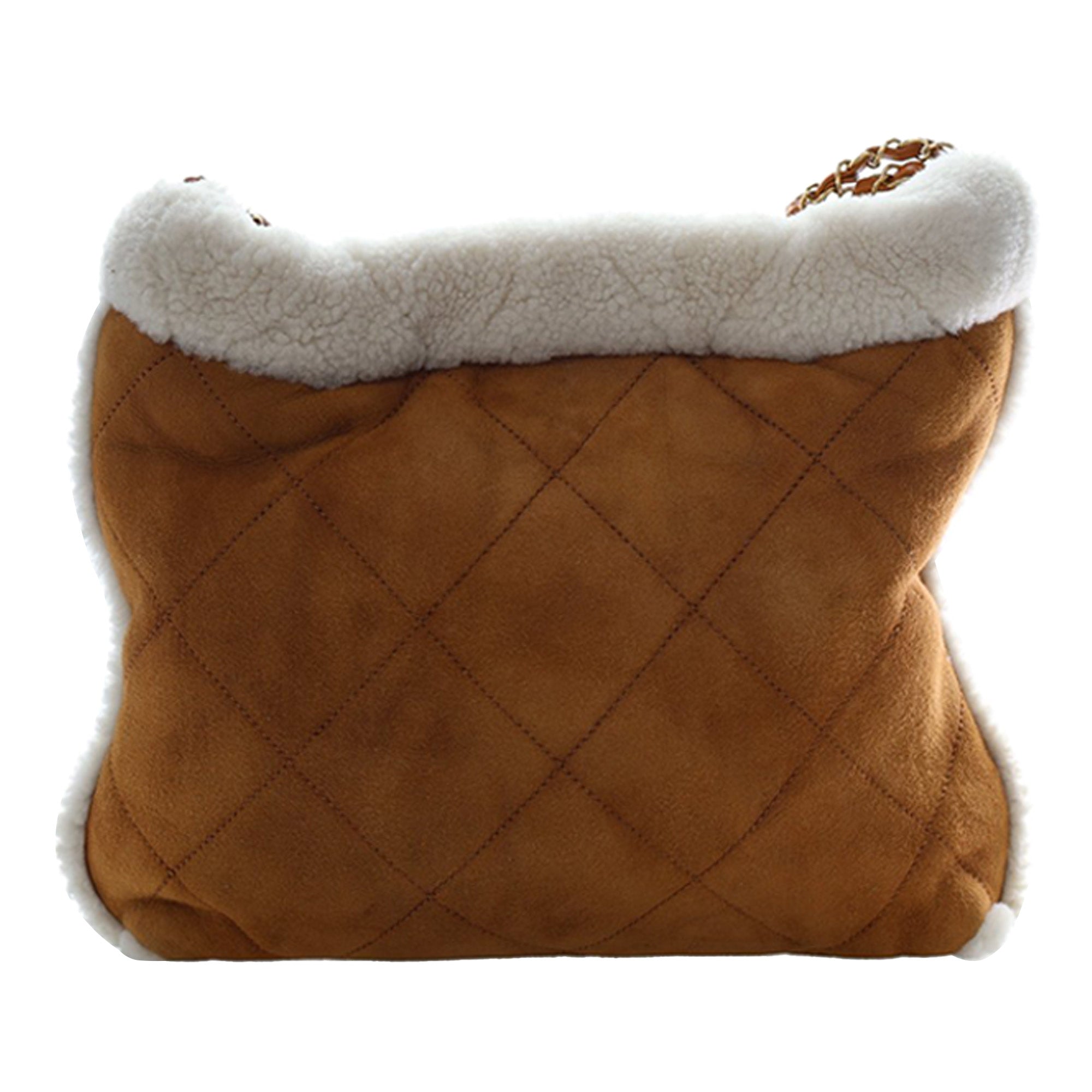 Chanel Large Quilted Suede 22 Hobo with Shearling Trim - image 4