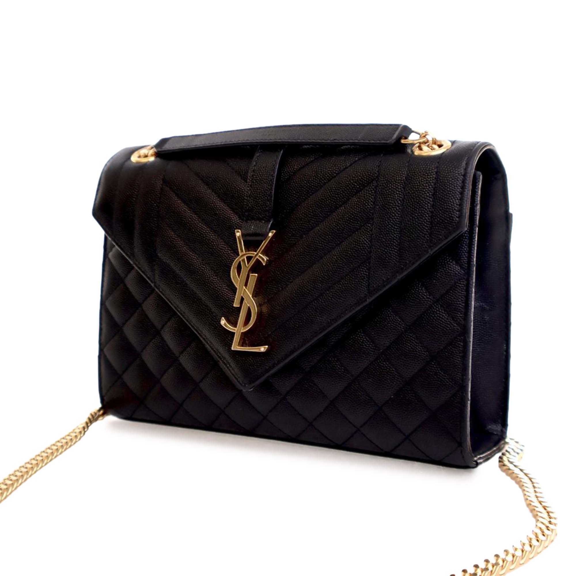 Saint Laurent Medium Grain De Poudre Triquilt Monogram Envelope Bag - image 2