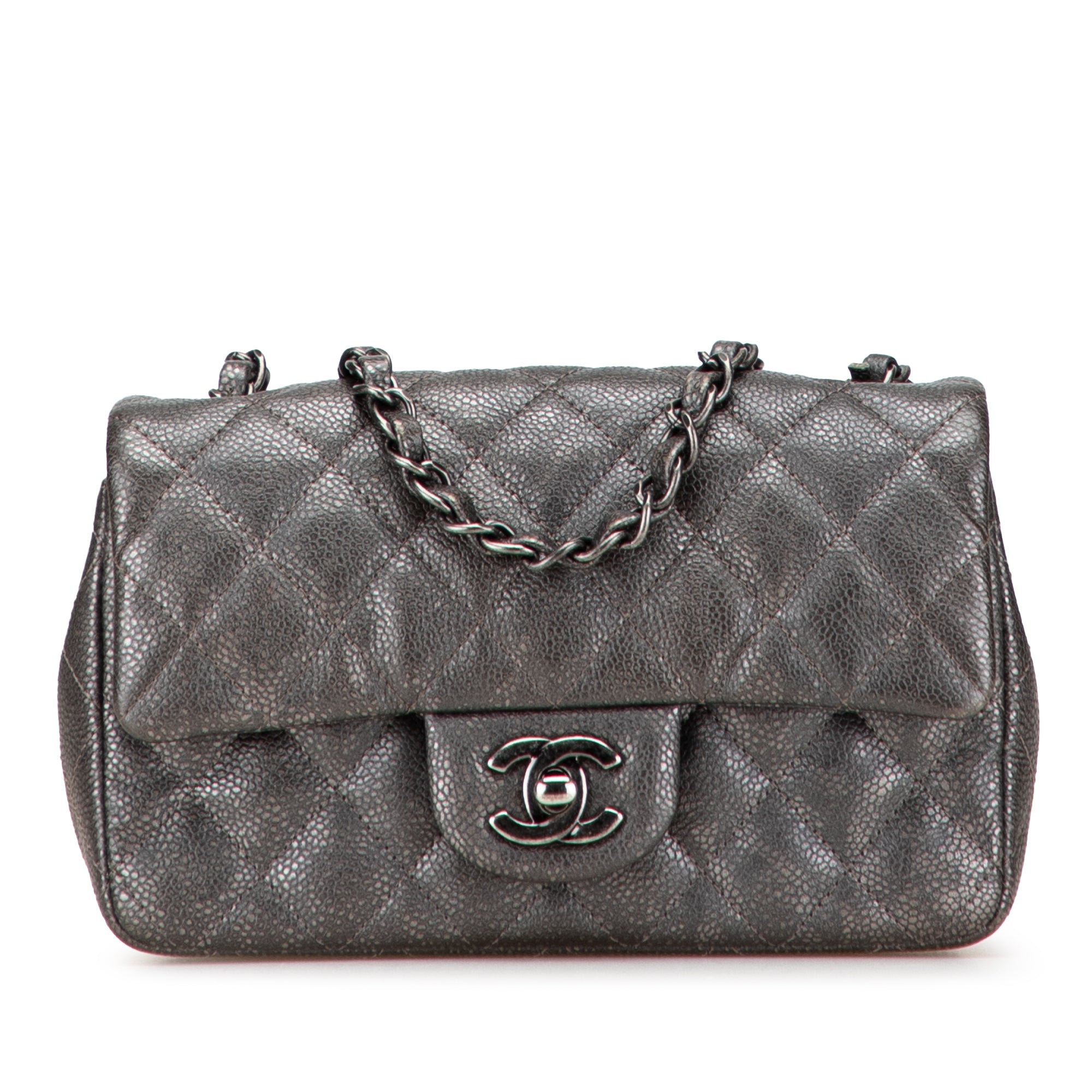 Chanel Mini Rectangular Classic Metallic Caviar Single Flap - image 1