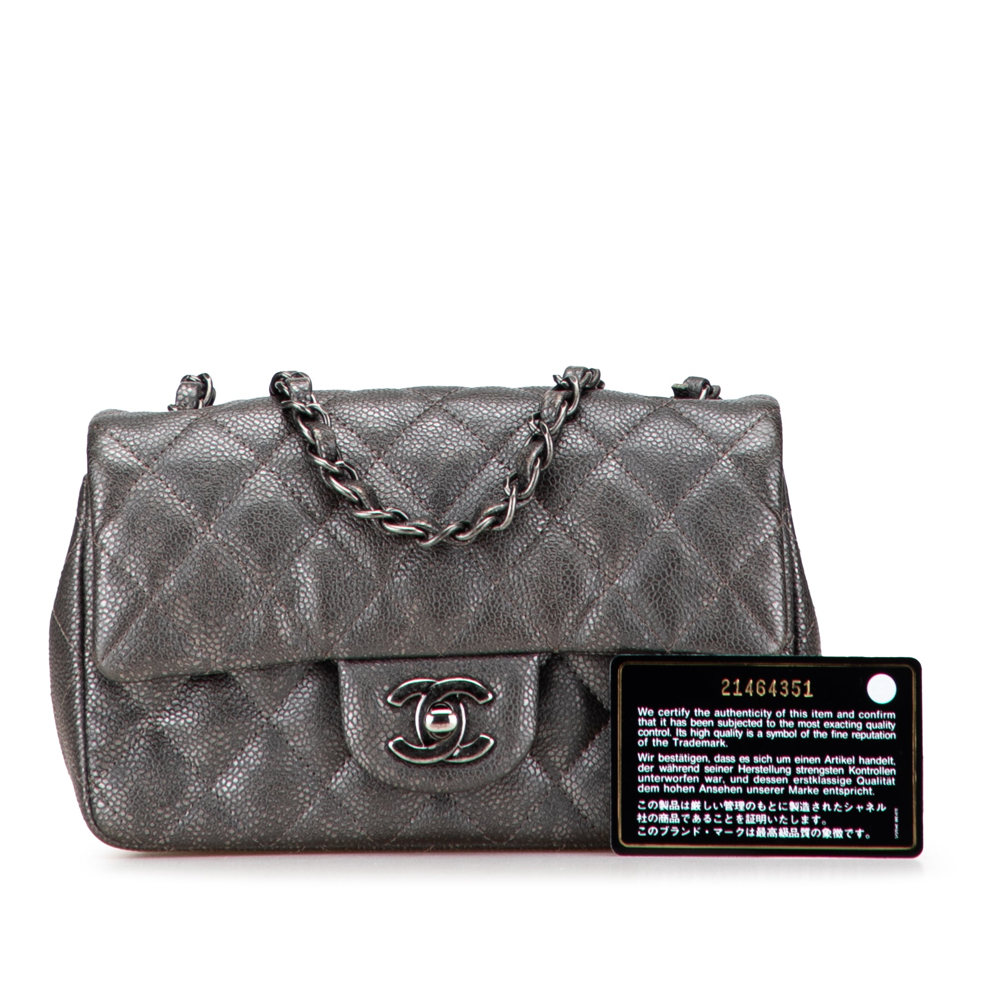 Chanel Mini Rectangular Classic Metallic Caviar Single Flap - image 10