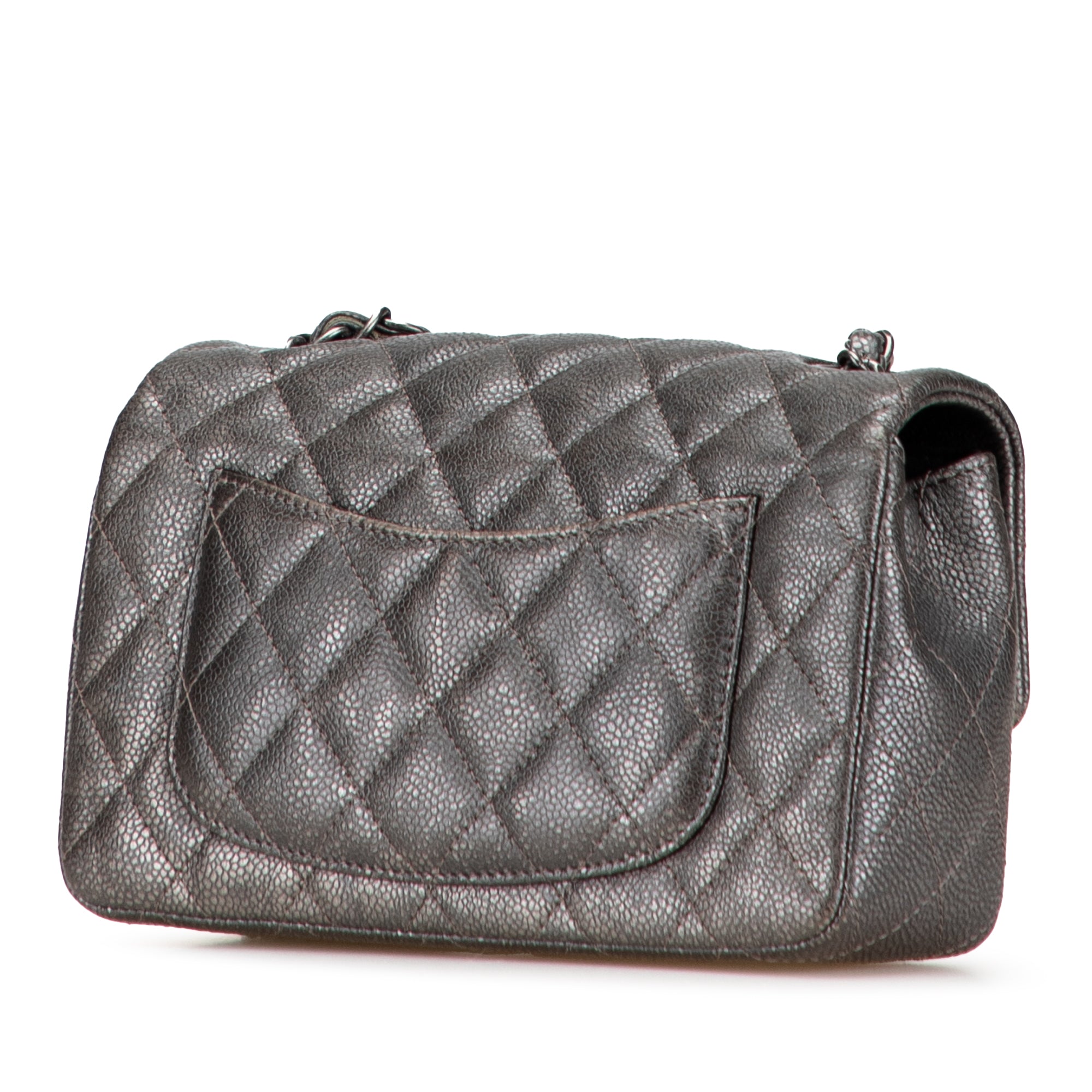 Chanel Mini Rectangular Classic Metallic Caviar Single Flap - image 2