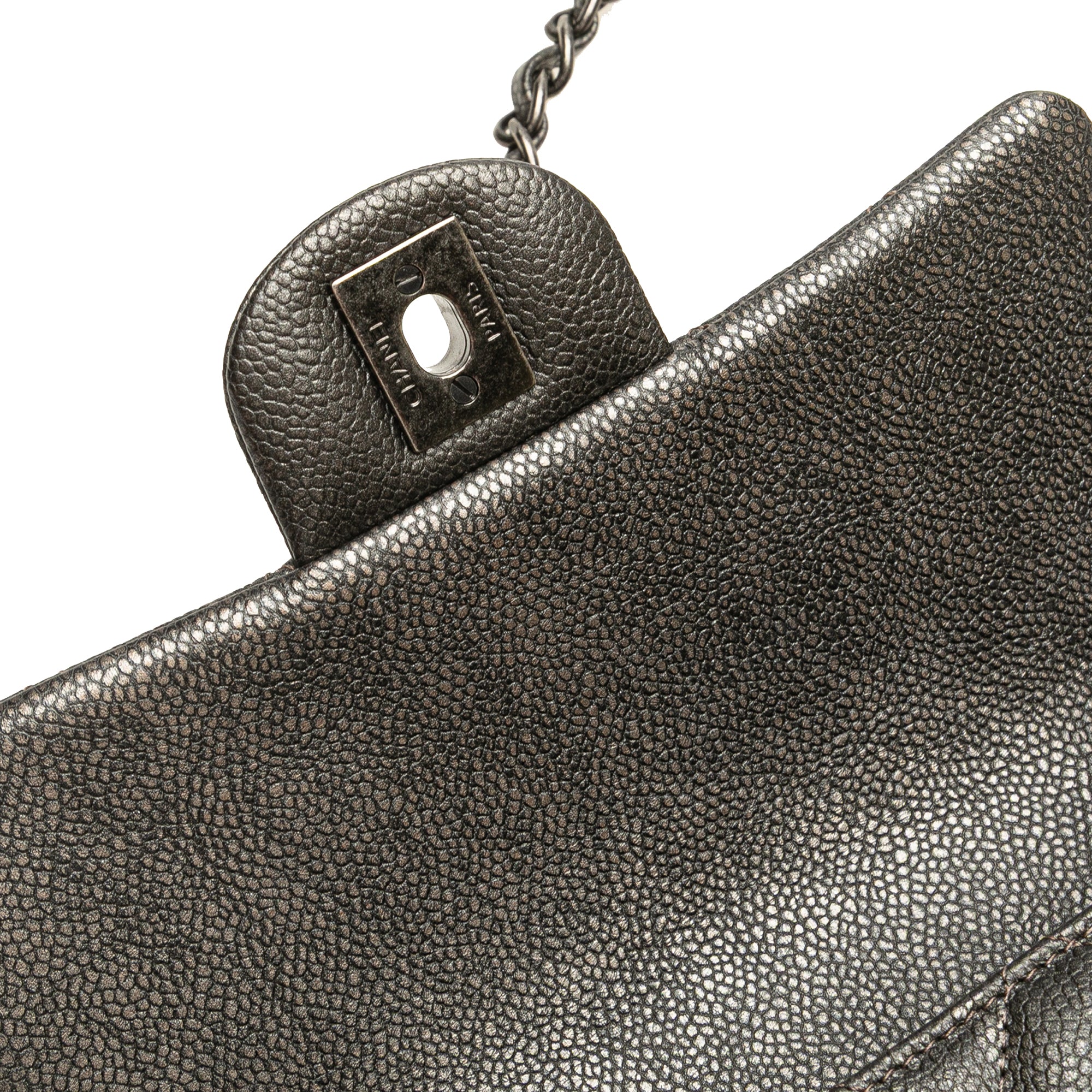 Chanel Mini Rectangular Classic Metallic Caviar Single Flap - image 8