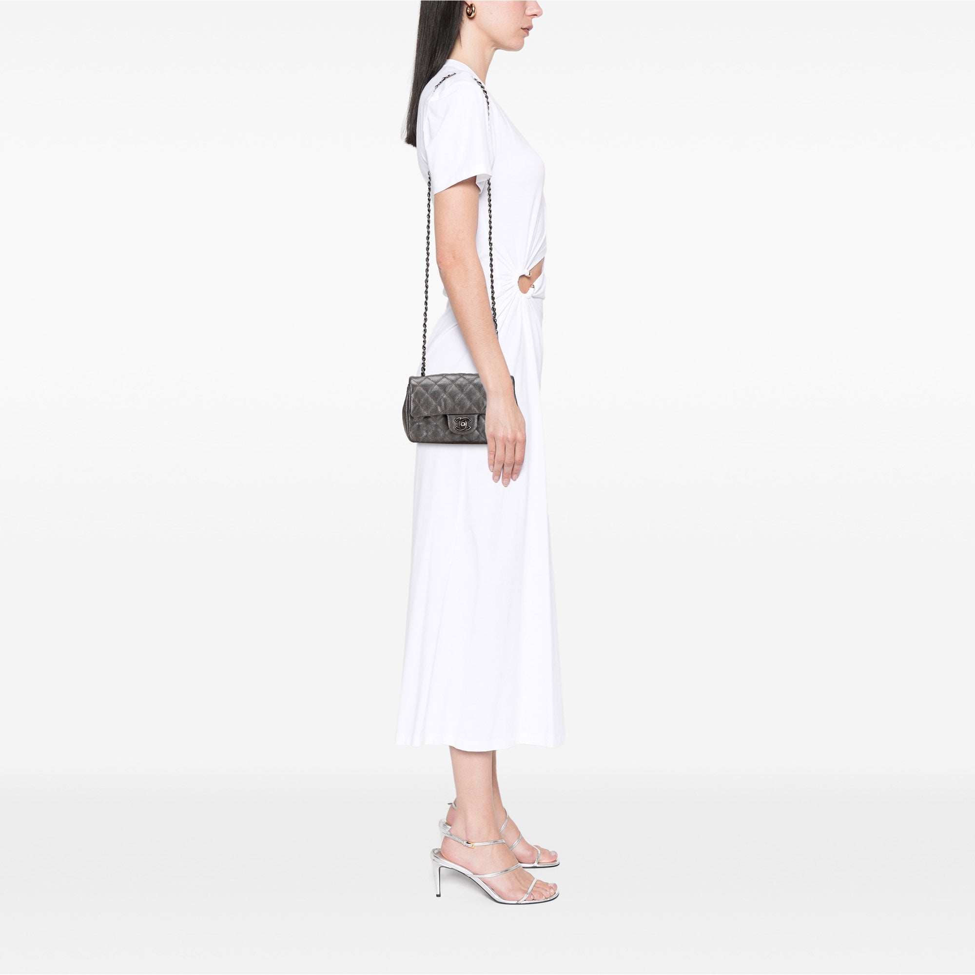 Chanel Mini Rectangular Classic Metallic Caviar Single Flap - image 9
