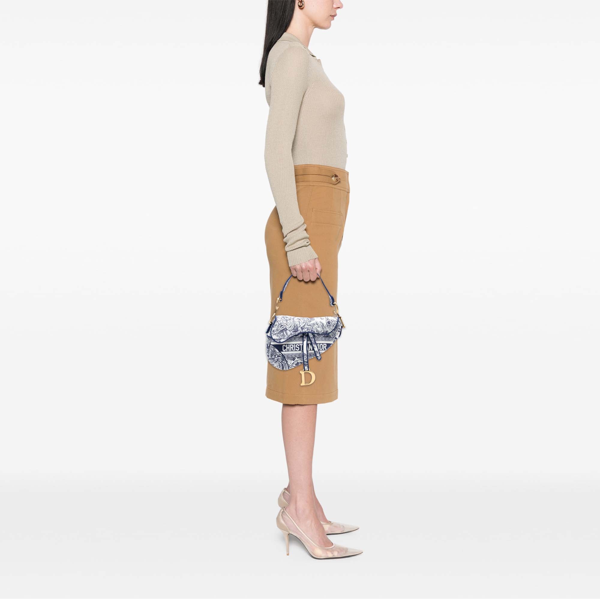 Dior Embroidered Canvas Toile de Jouy Saddle Bag - image 7