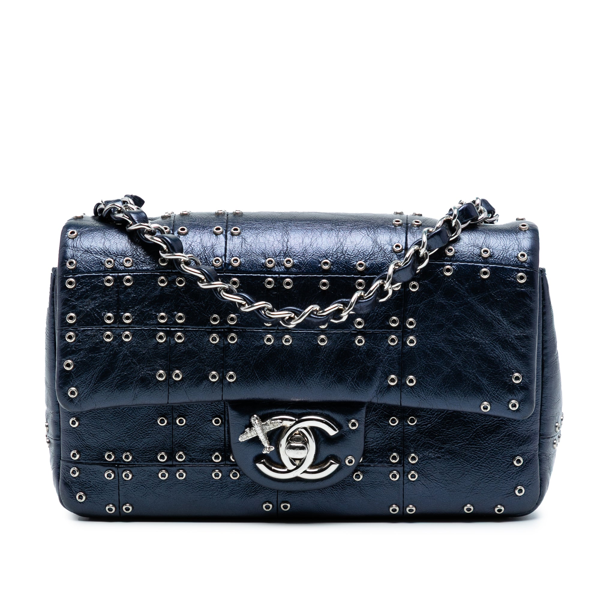 Chanel Mini Rectangular Classic Glazed Calfskin Grommets Airlines Single Flap - image 1