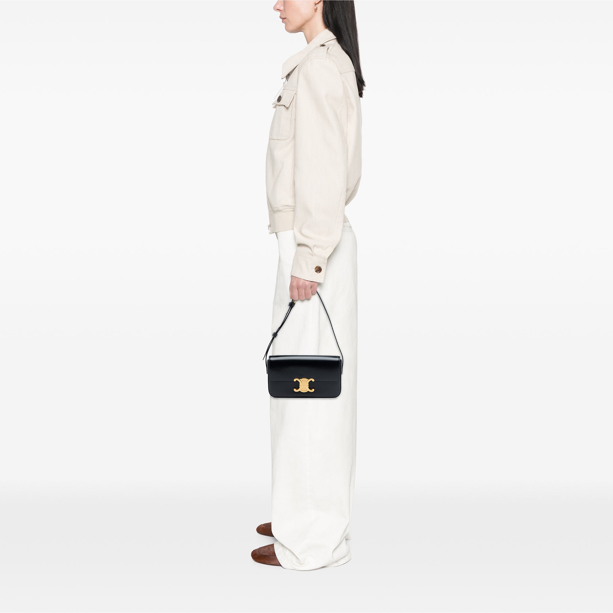 Celine Shiny Calfskin Triomphe Claude Shoulder Bag - image 6