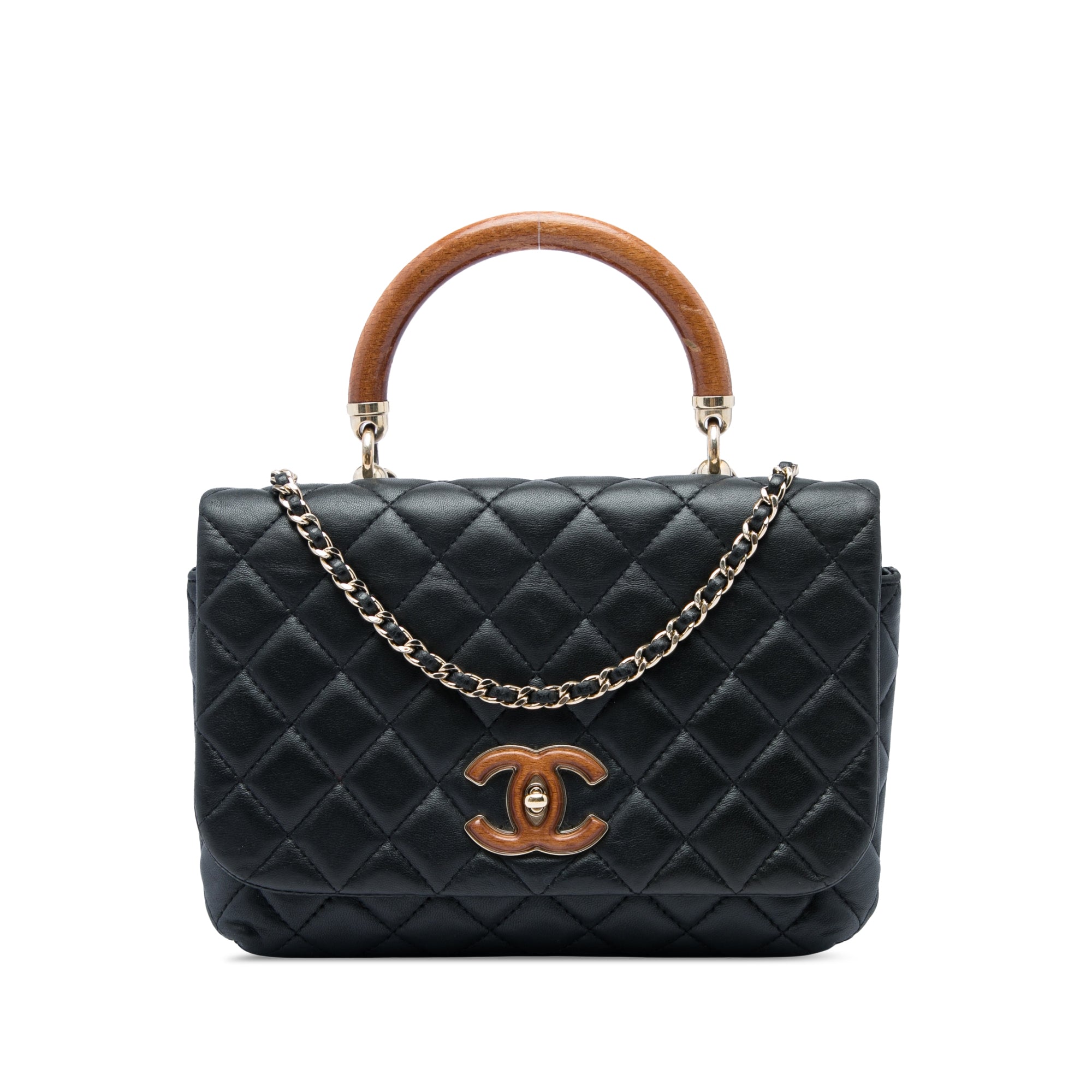 Chanel Quilted Lambskin Knock on Wood Satchel - image 1