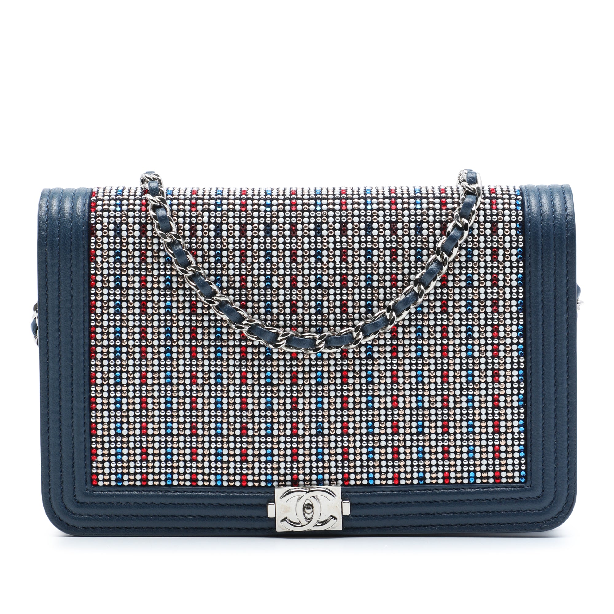 Chanel Crystal Embellished Lambskin Boy Wallet On Chain - image 1