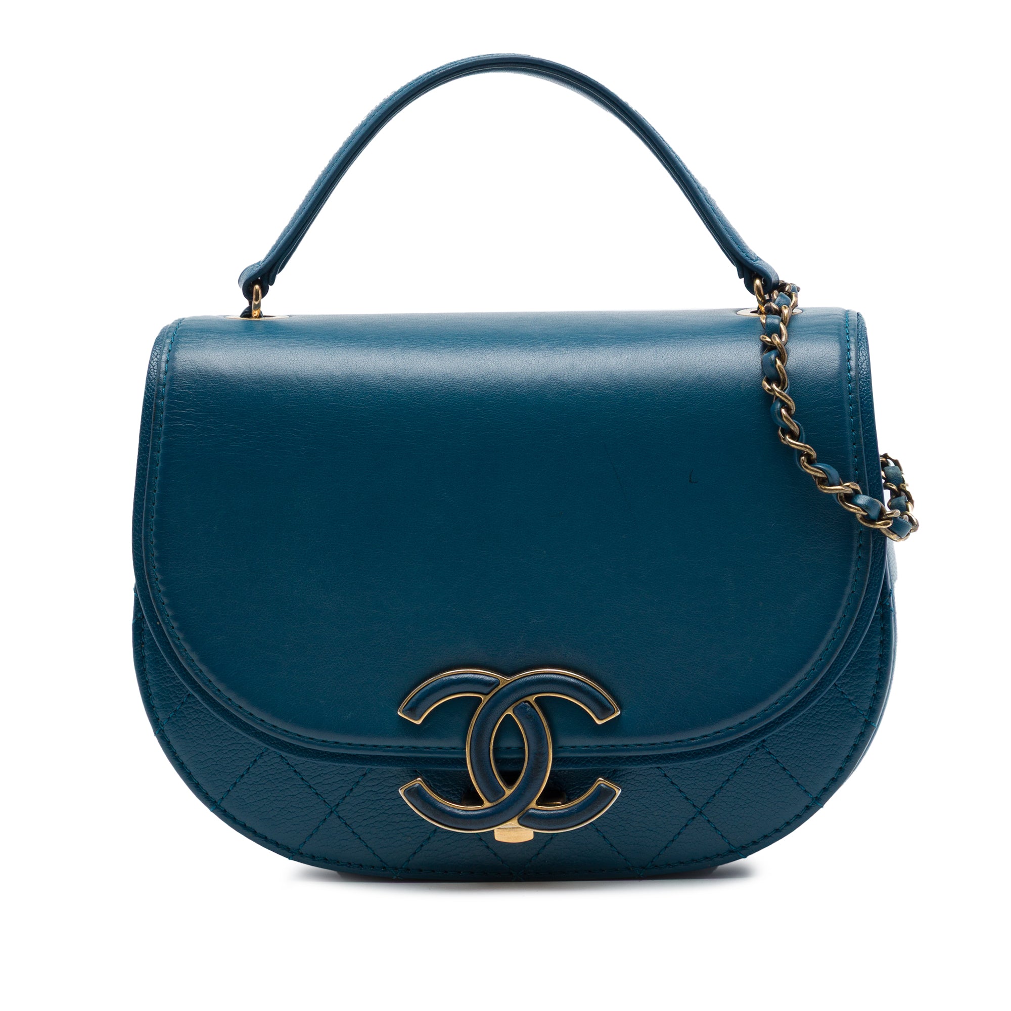 Chanel Small Shiny Calfskin and Quilted Goatskin Coco Curve Flap - image 1