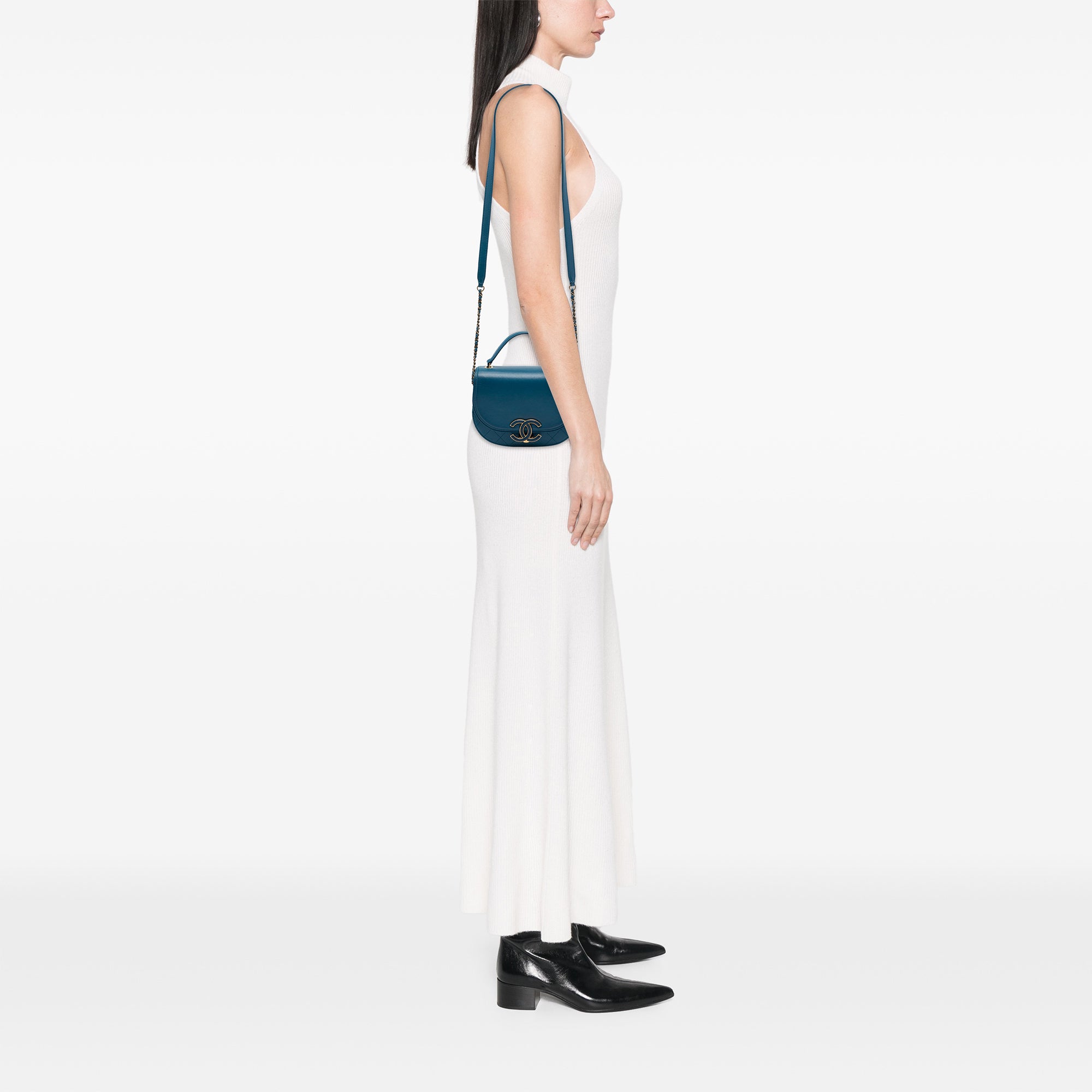 Chanel Small Shiny Calfskin and Quilted Goatskin Coco Curve Flap - image 6