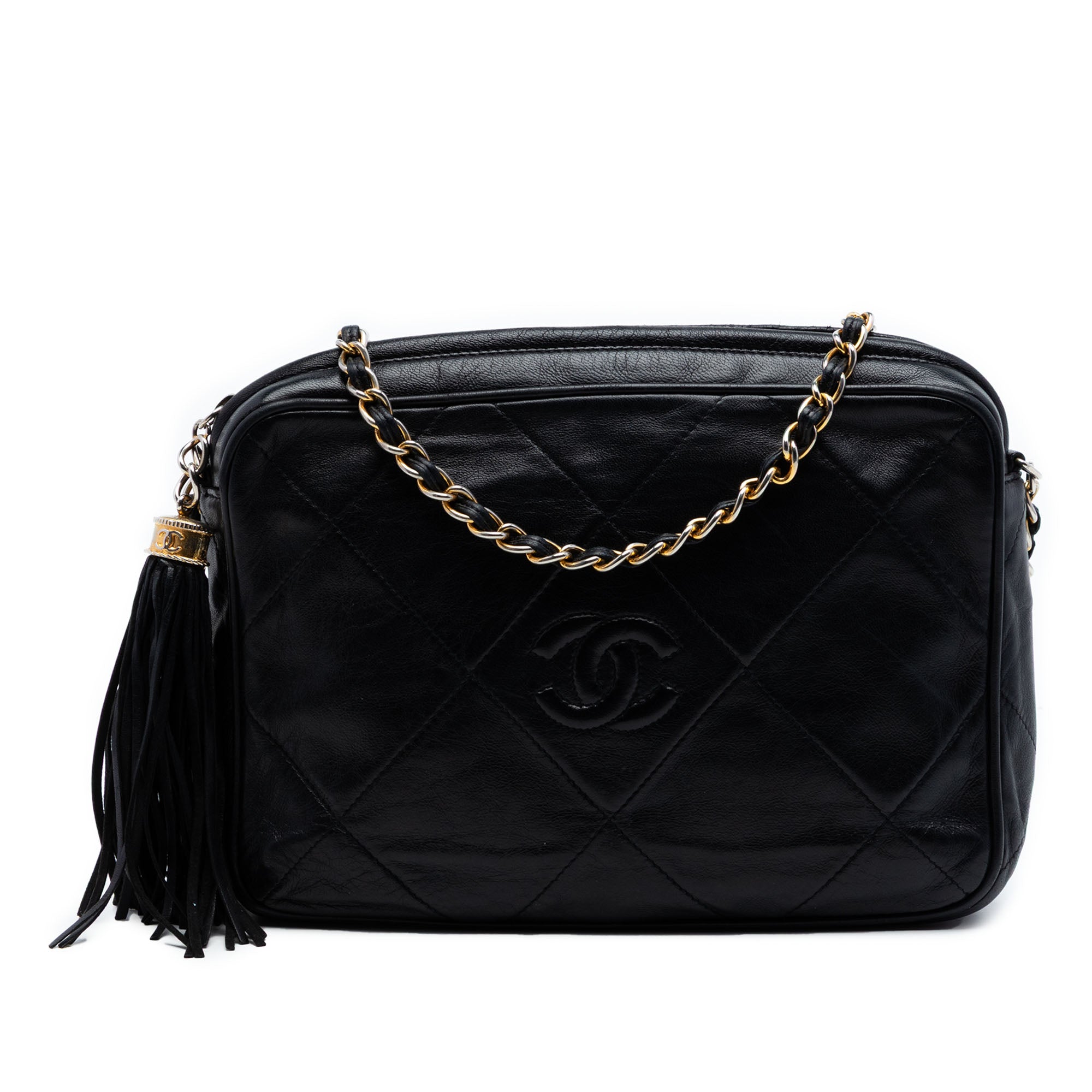 Chanel CC Quilted Lambskin Tassel Camera Bag - image 1