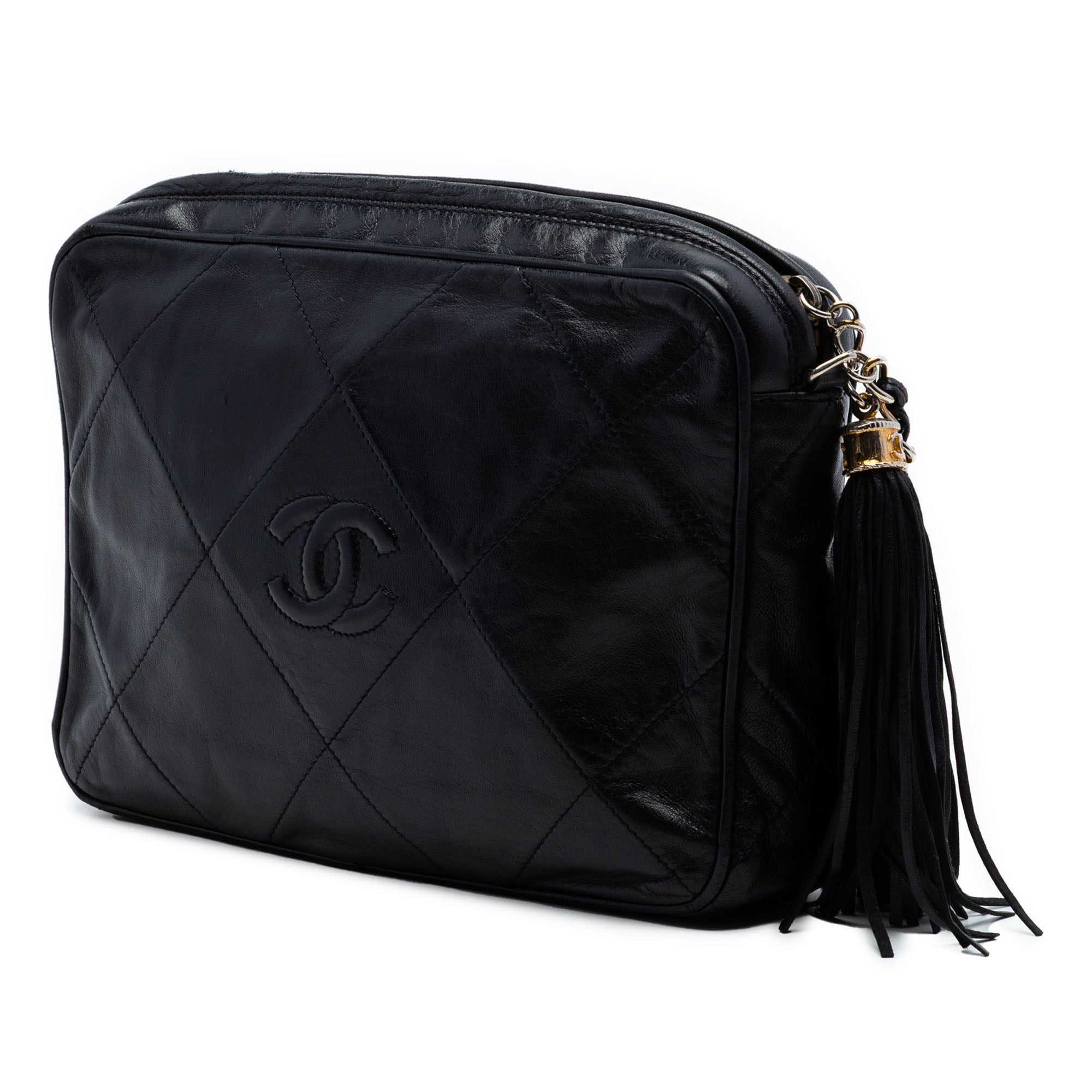 Chanel CC Quilted Lambskin Tassel Camera Bag - image 2
