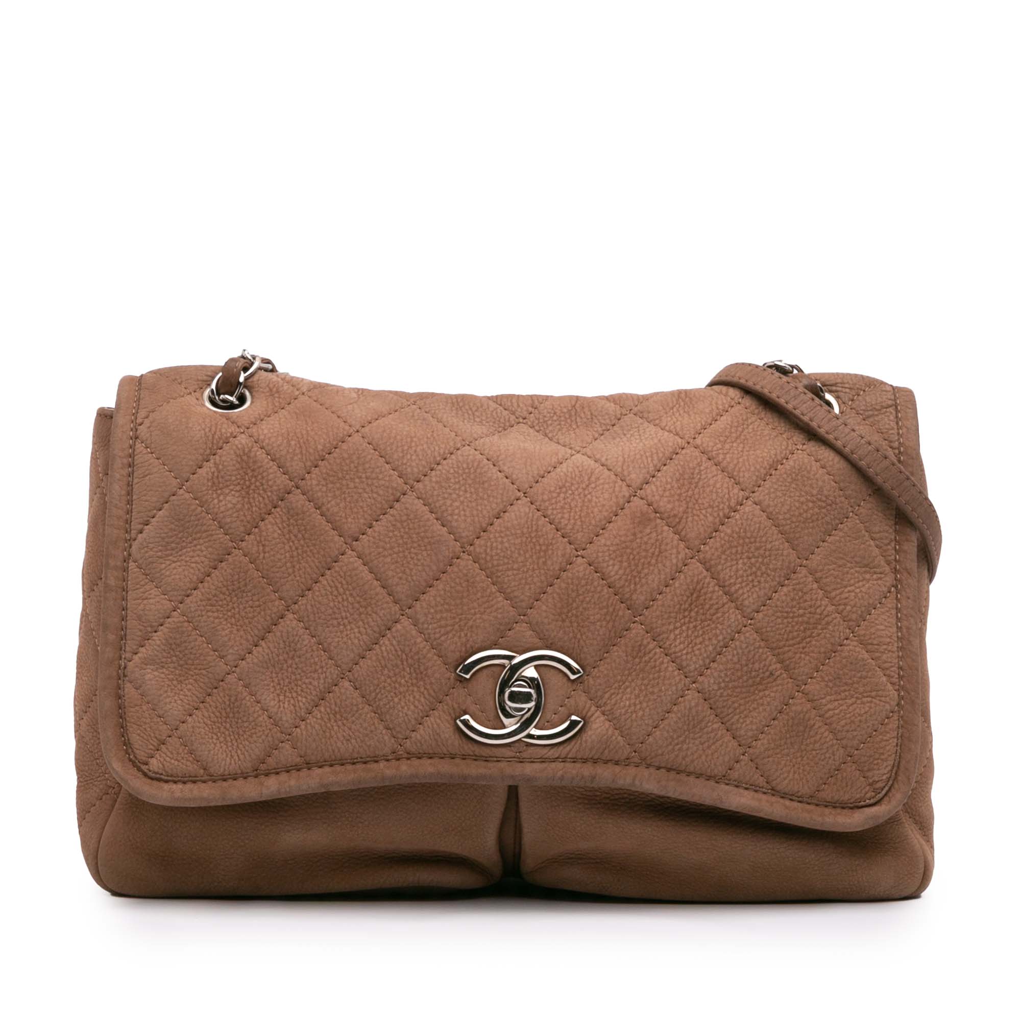 Chanel Large Quilted Nubuck Natural Beauty Split Pocket Flap - image 14
