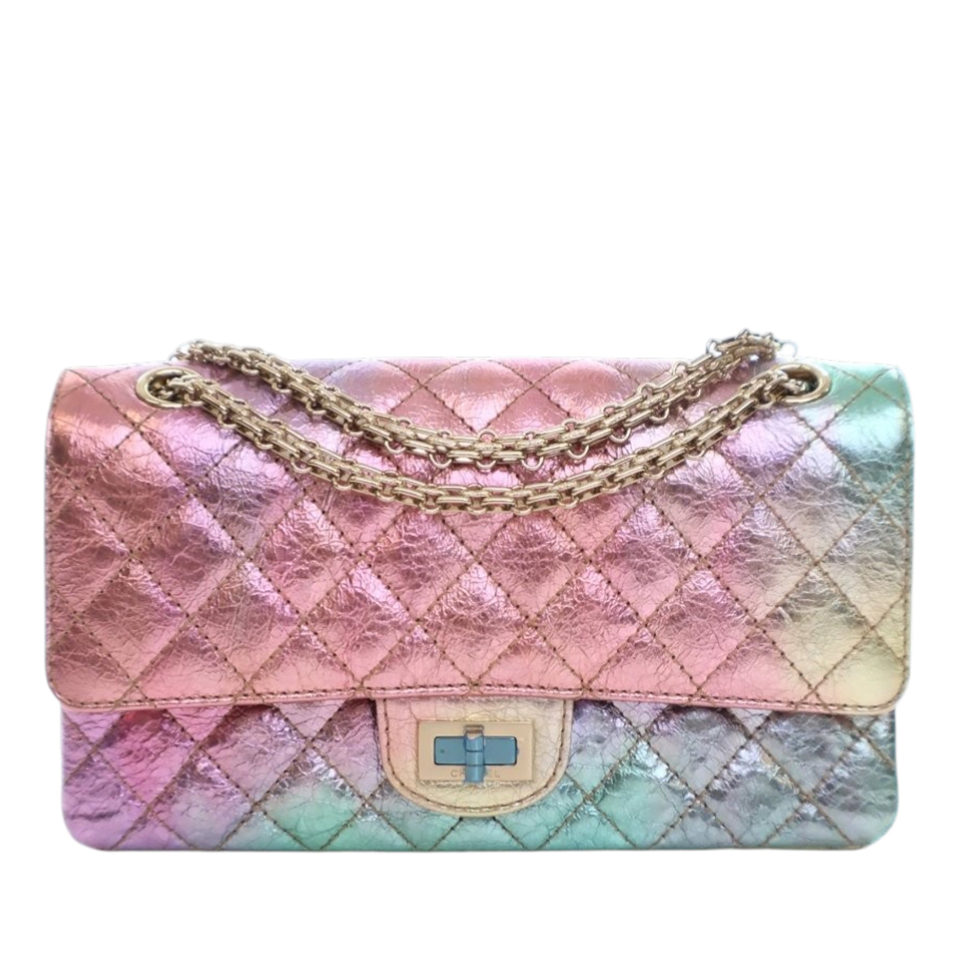 Chanel Rainbow Metallic Quilted Goatskin Reissue 2.55 Double Flap - image 1
