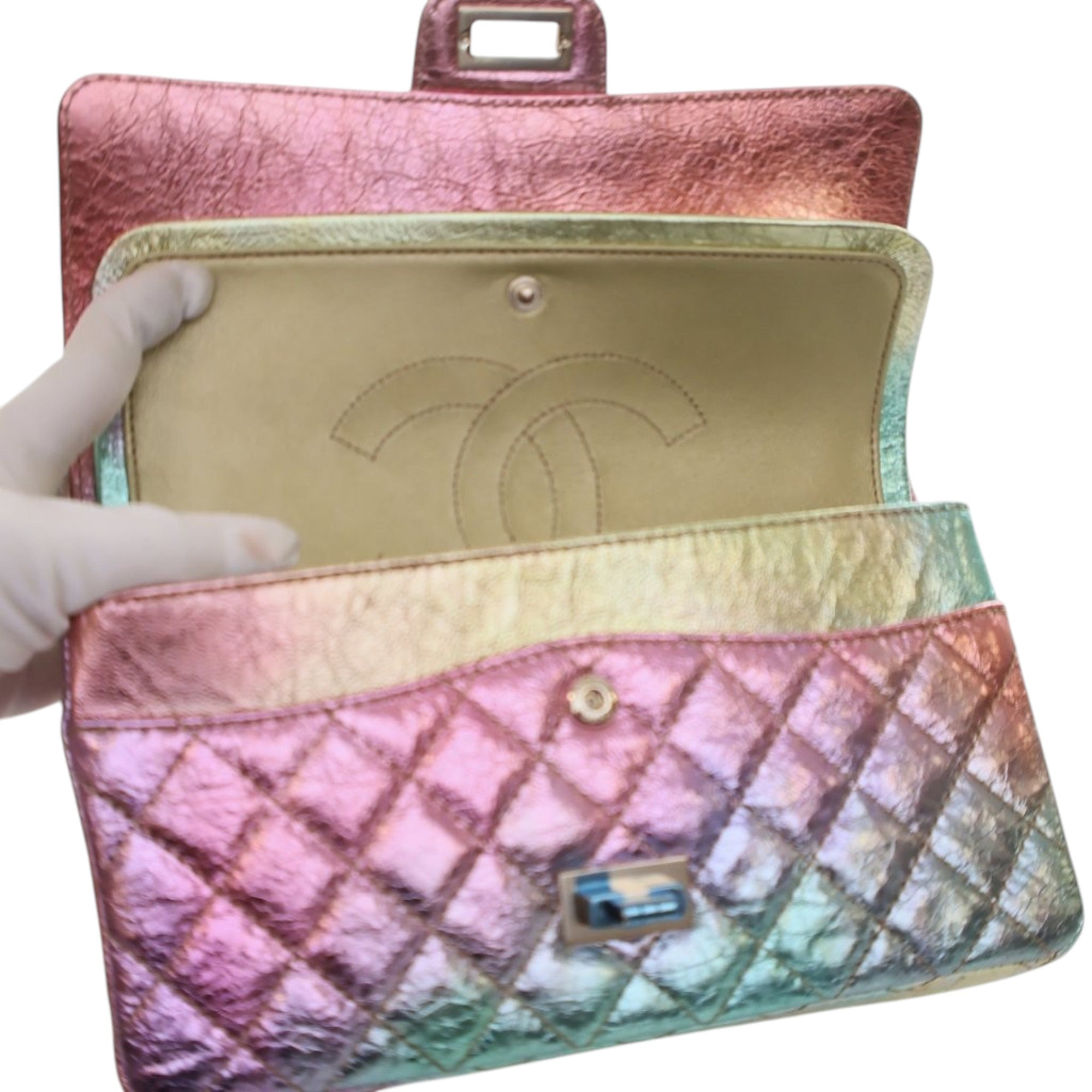 Chanel Rainbow Metallic Quilted Goatskin Reissue 2.55 Double Flap - image 7