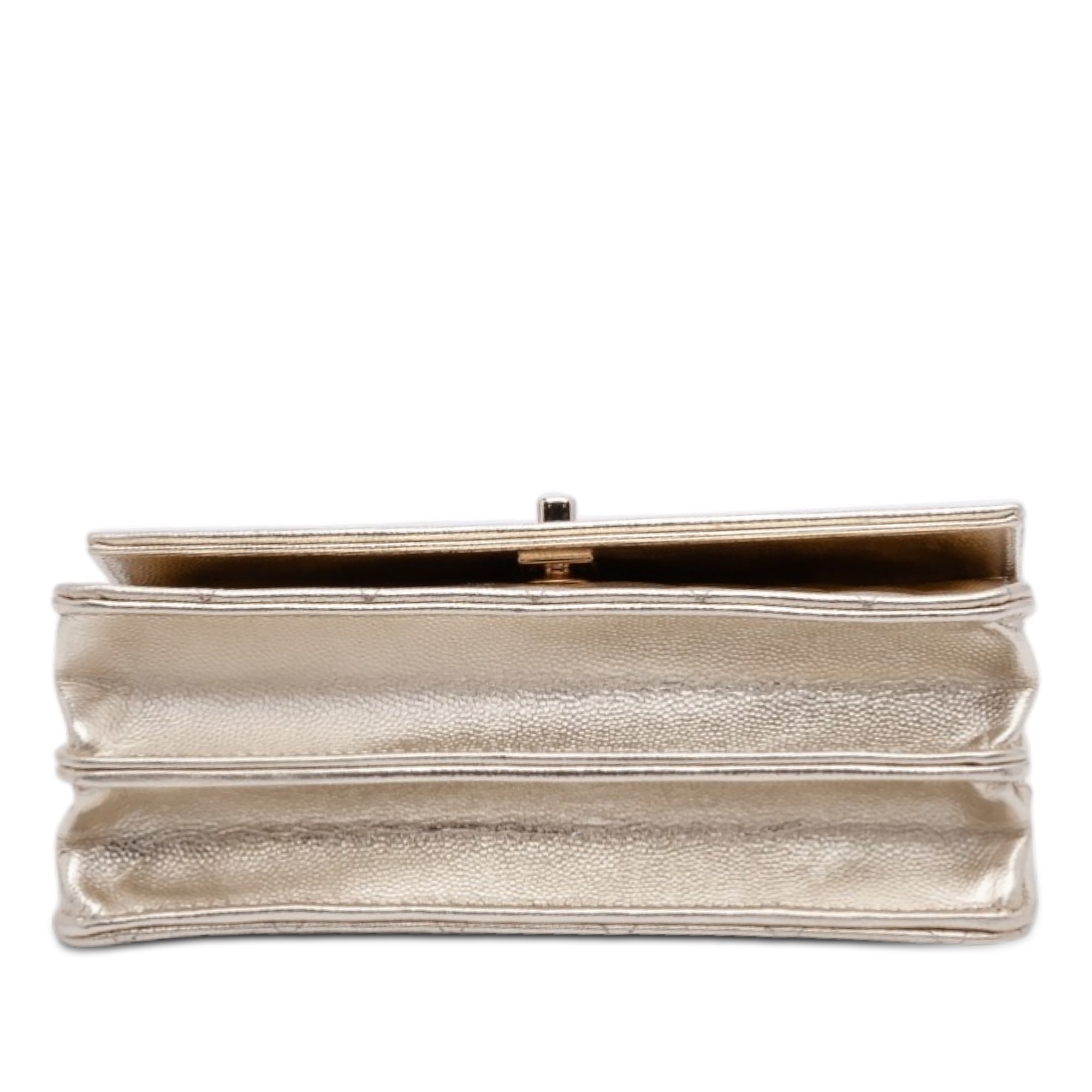 Chanel CC Quilted Metallic Caviar Top Handle Wallet on Chain - image 3