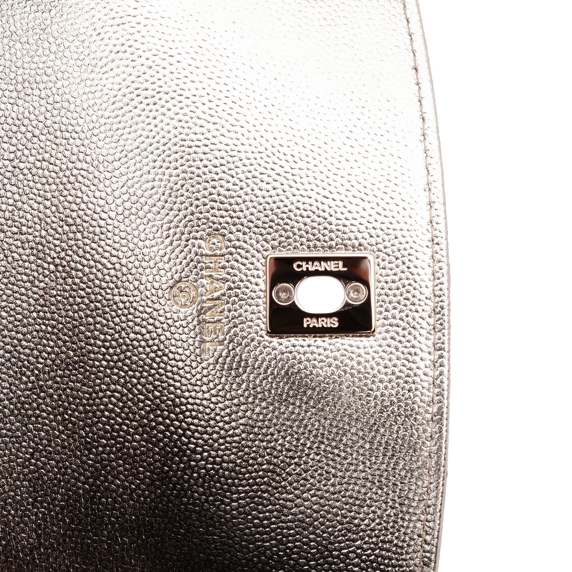 Chanel CC Quilted Metallic Caviar Top Handle Wallet on Chain - image 9
