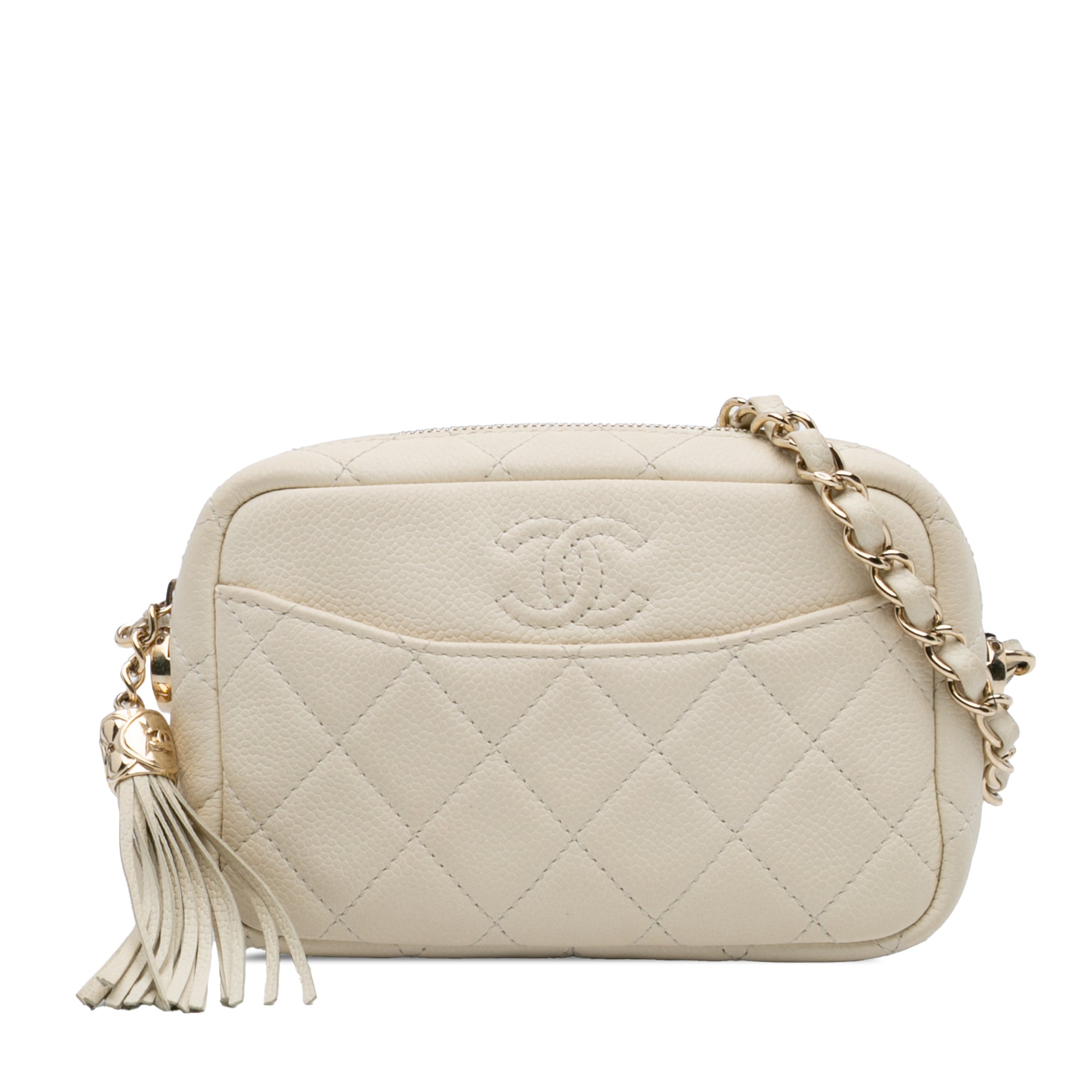 Chanel Small CC Flat Quilted Caviar Camera Bag - image 1