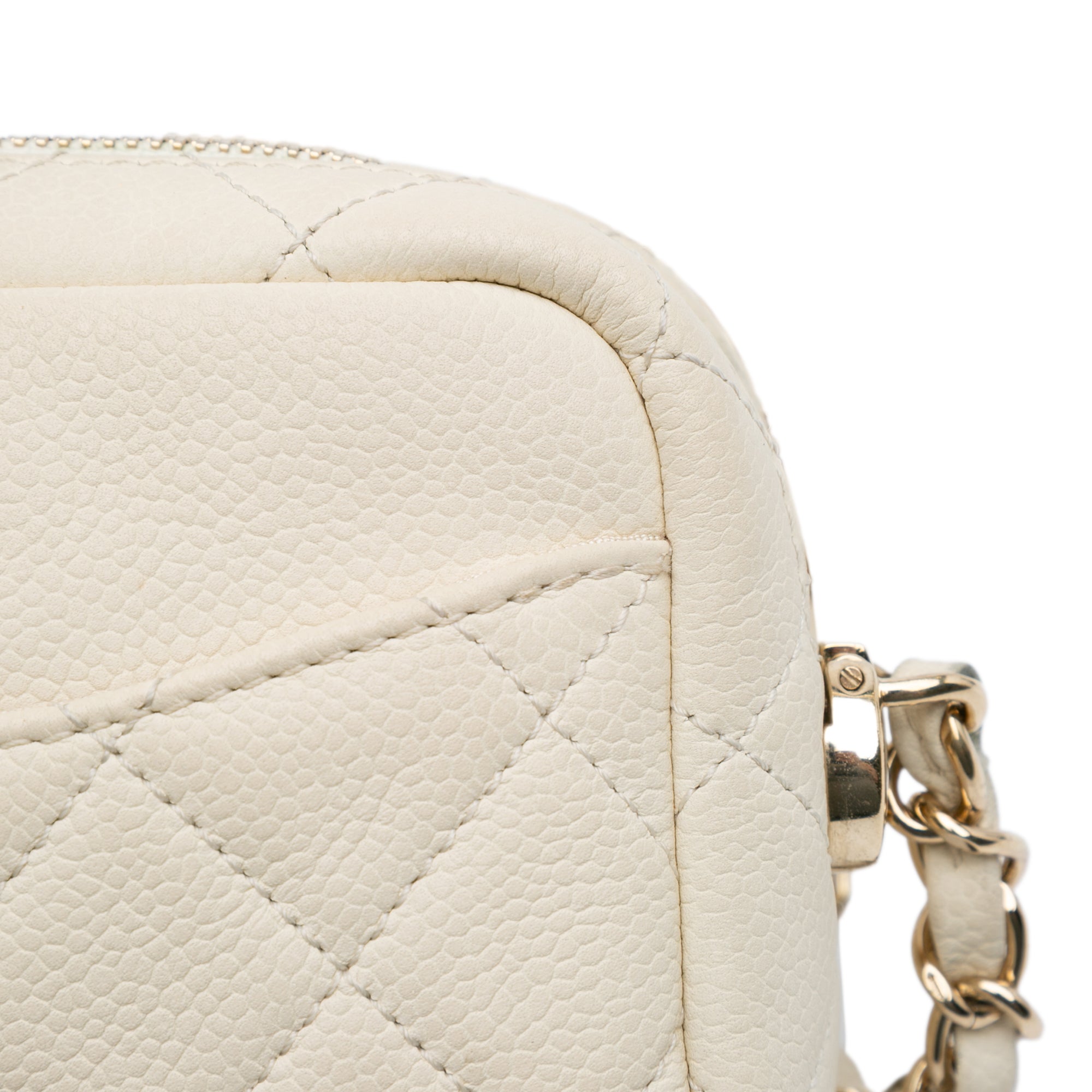 Chanel Small CC Flat Quilted Caviar Camera Bag - image 9