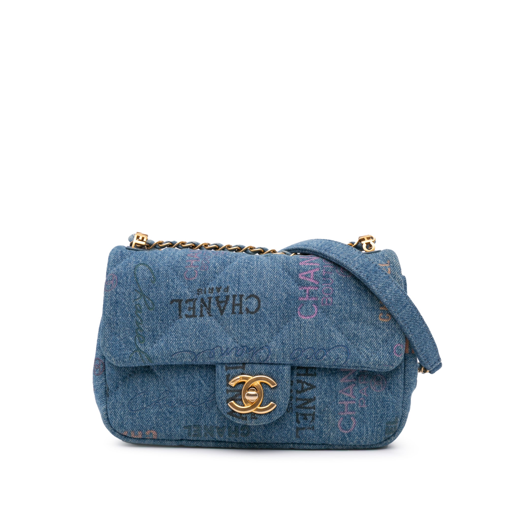 Chanel Mini Rectangular Quilted Denim Mood Flap - image 1