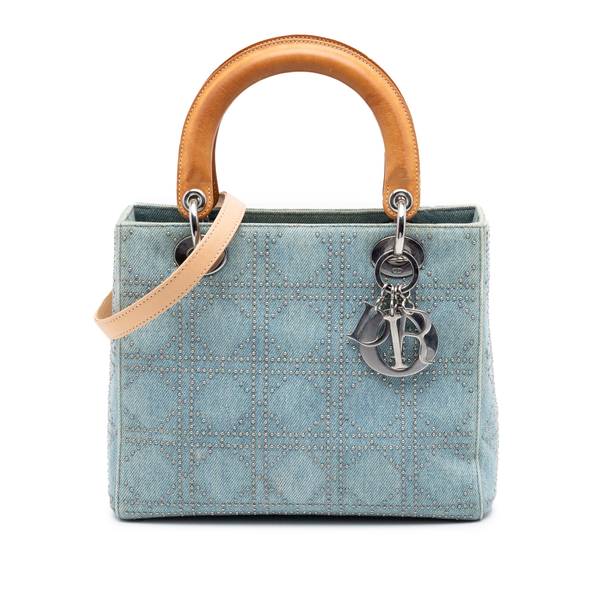 Dior Medium Denim Cannage Studded Lady Dior - image 1