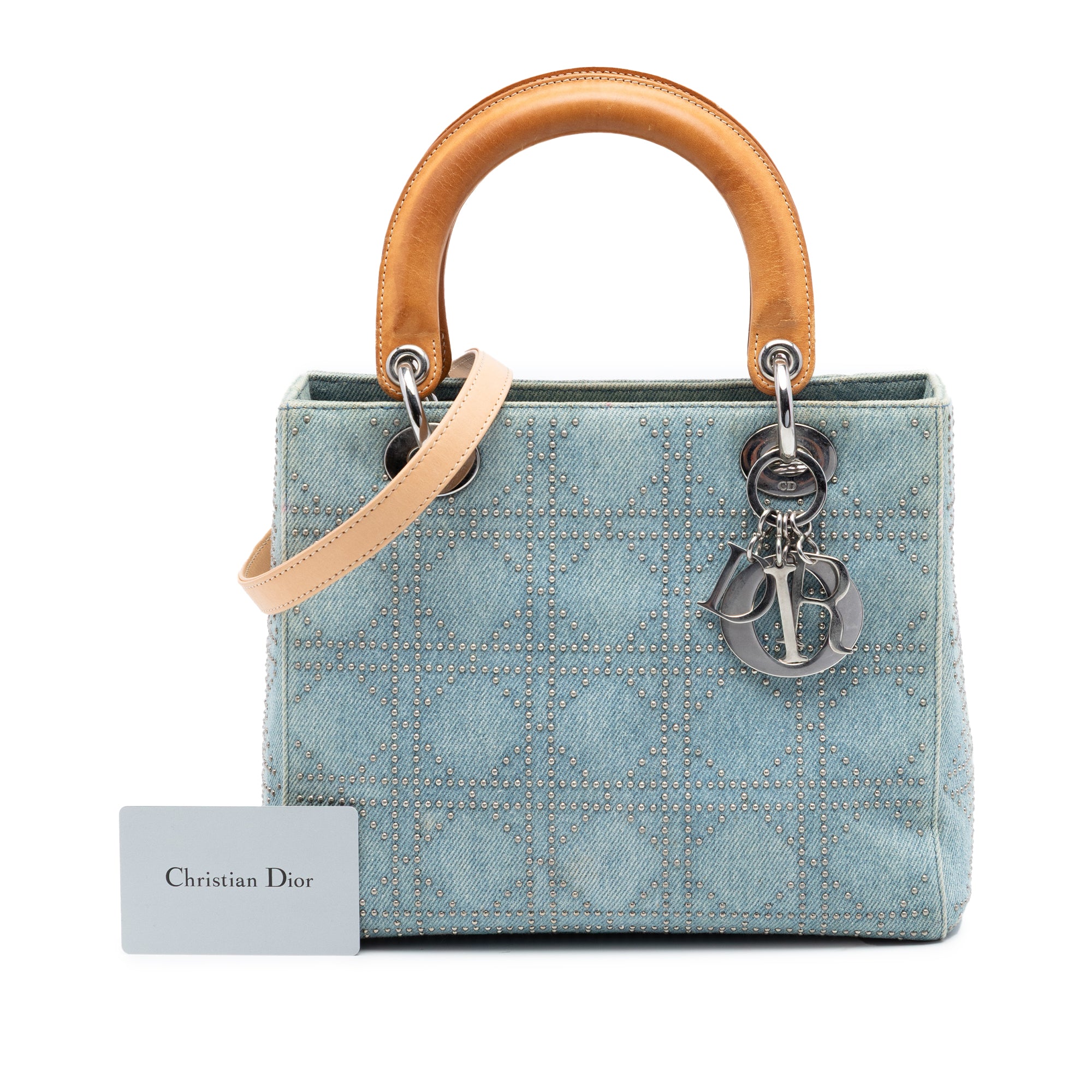 Dior Medium Denim Cannage Studded Lady Dior - image 7