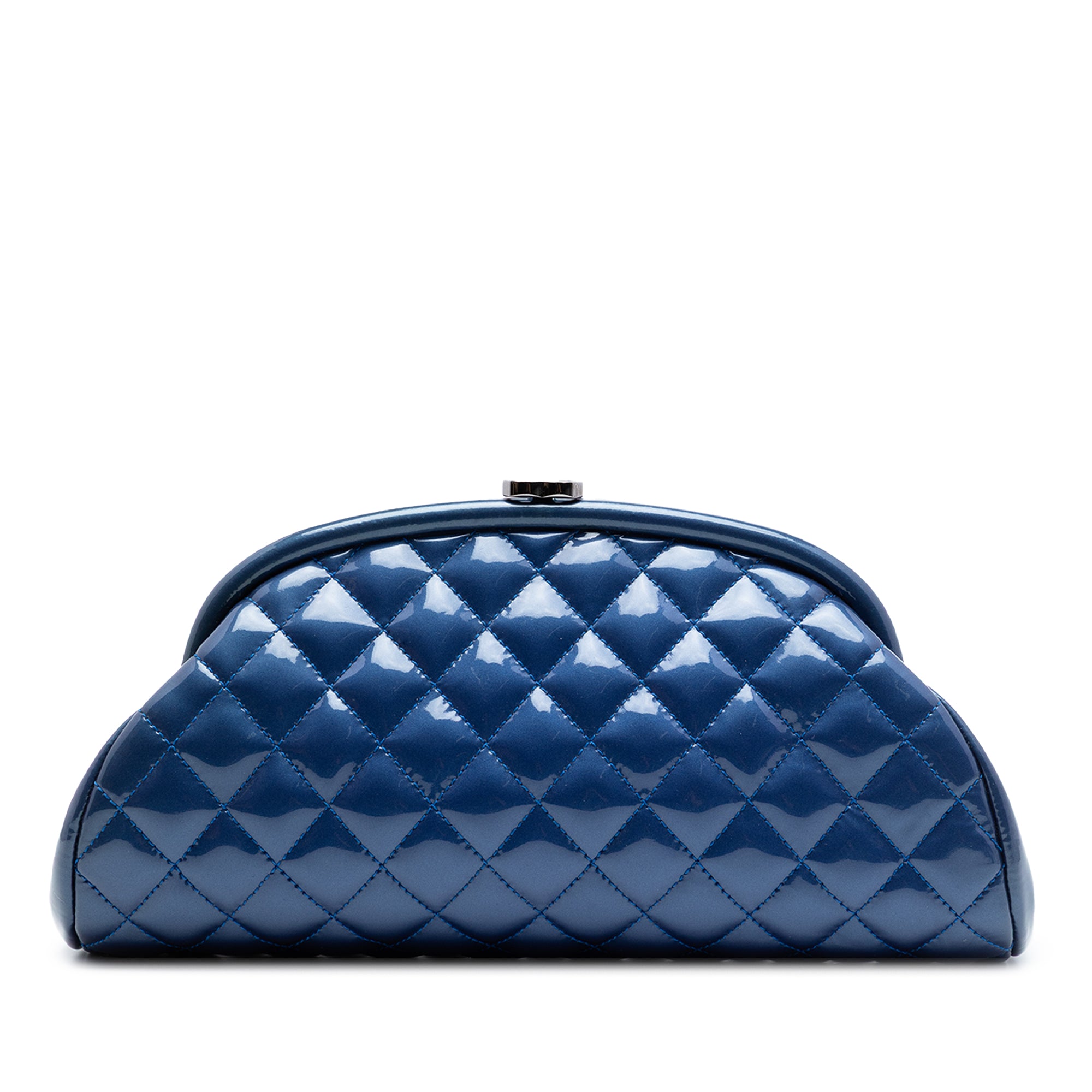 Chanel Quilted Patent Timeless Kiss Lock Clutch - image 1