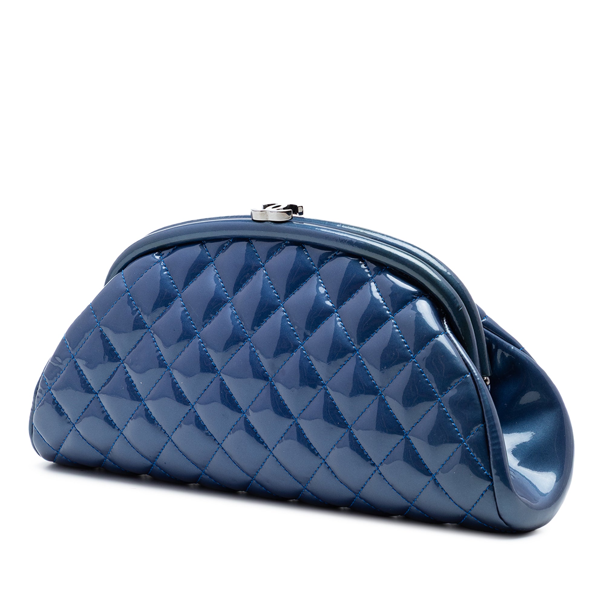 Chanel Quilted Patent Timeless Kiss Lock Clutch - image 2