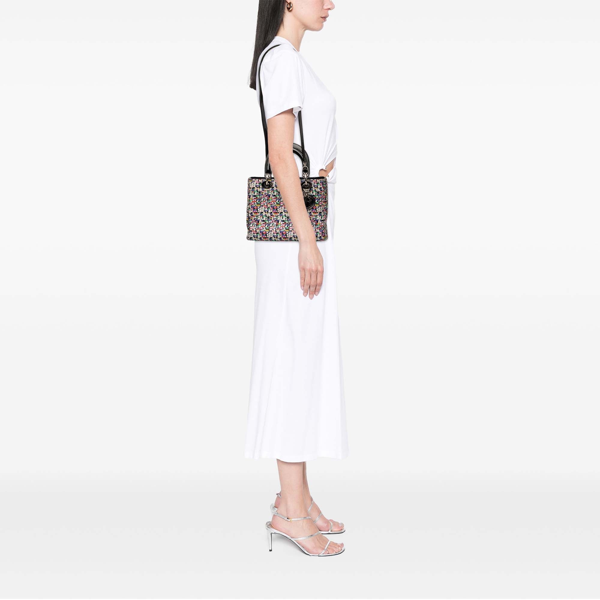 Dior Medium Multicolor Metallic Fabric and Patent Leather Lady Dior - image 7