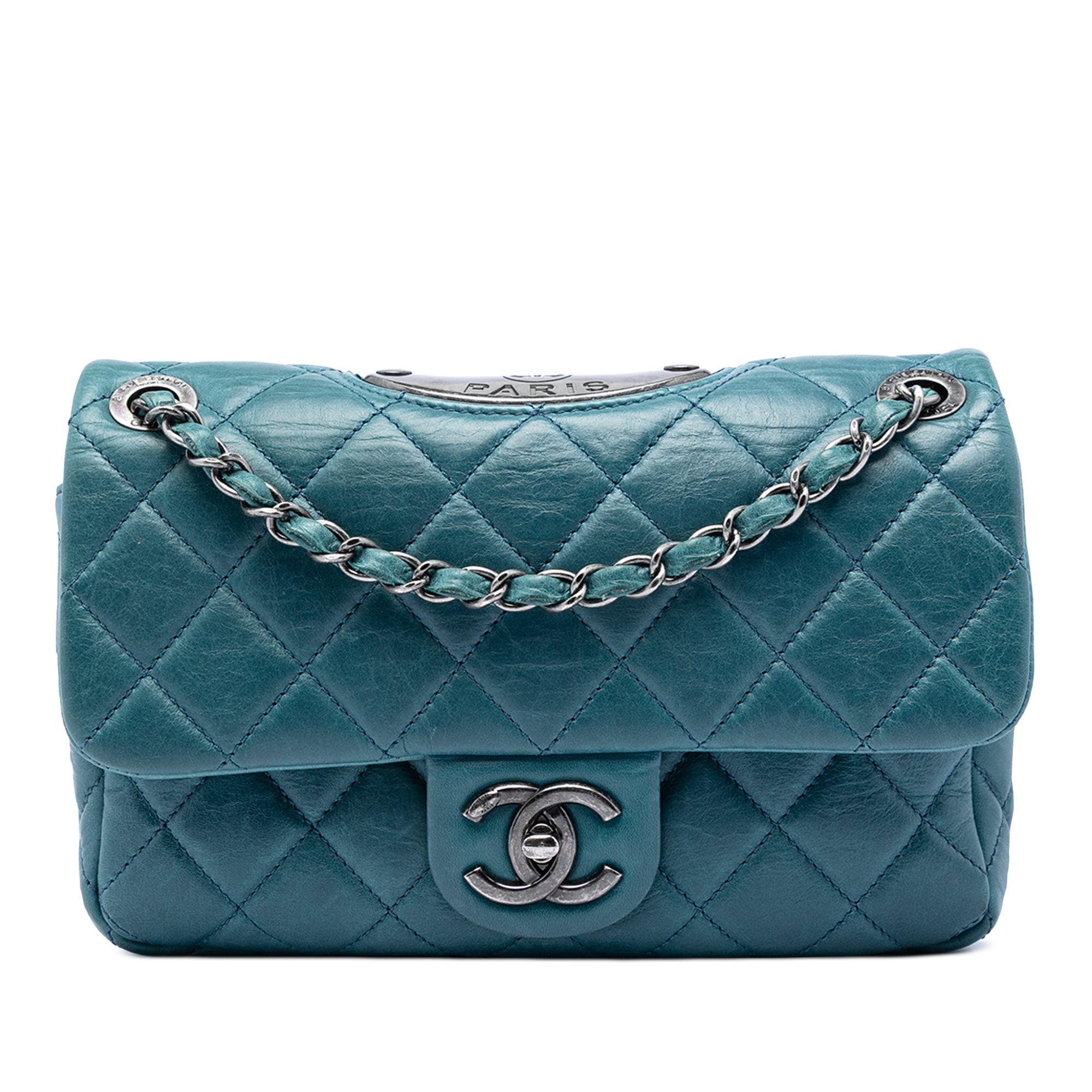 Chanel Quilted Calfskin Plaque Double Flap - image 1