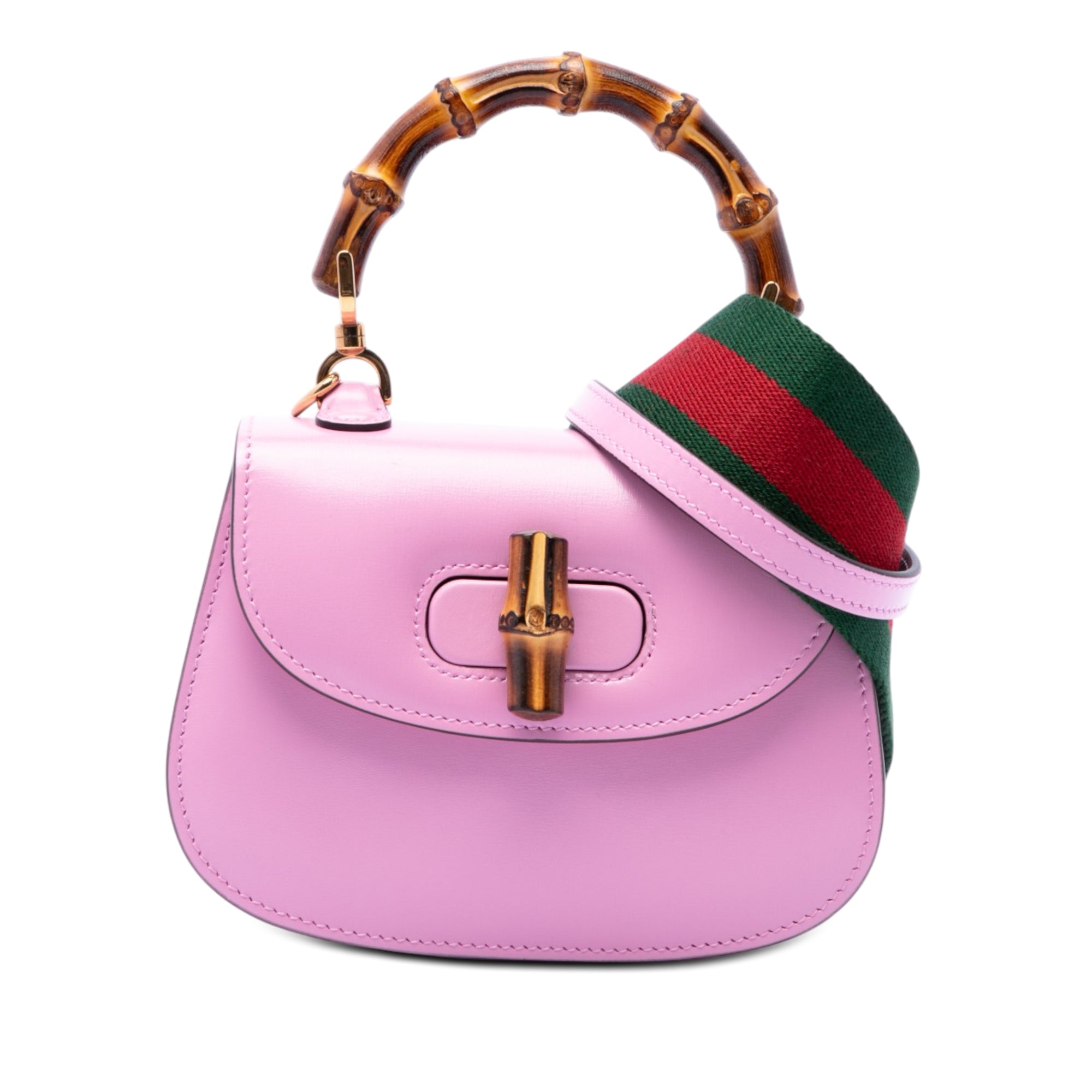 Gucci Mini Calfskin Web 1947 Bamboo Top Handle Bag - image 1