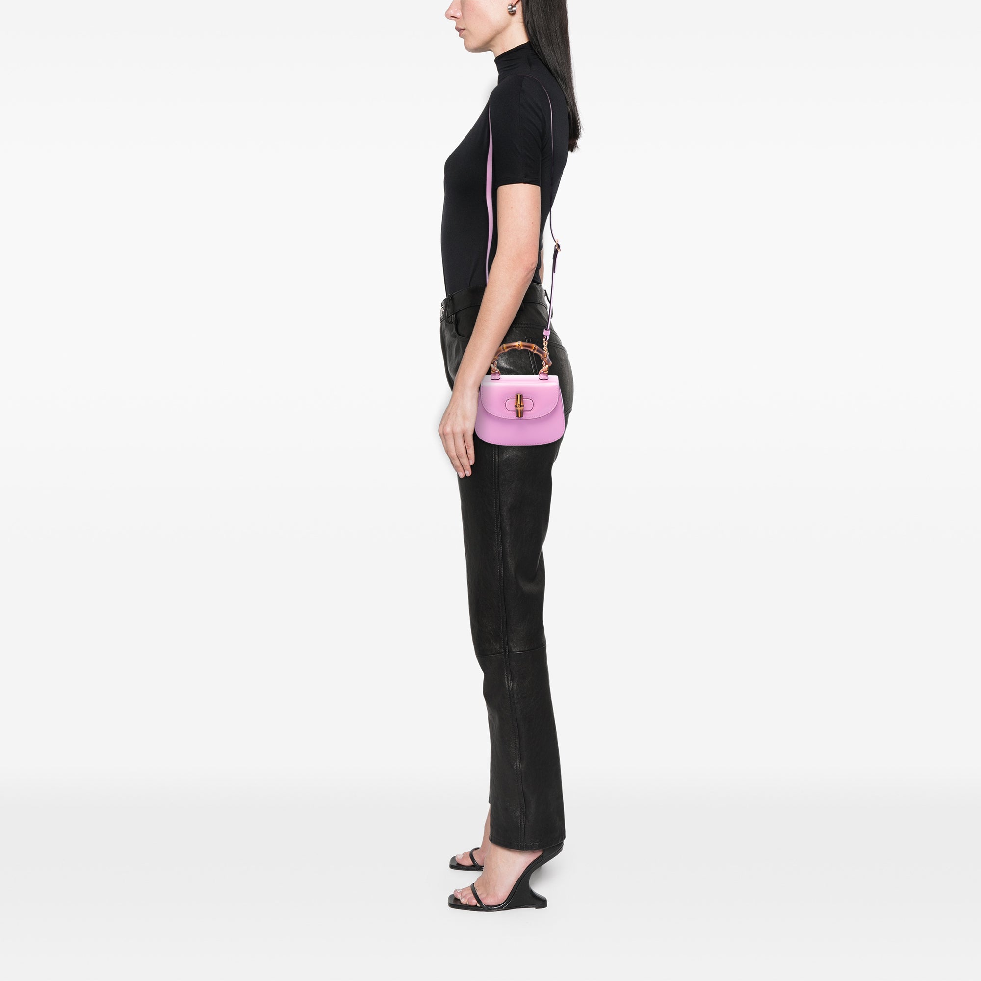 Gucci Mini Calfskin Web 1947 Bamboo Top Handle Bag - image 6