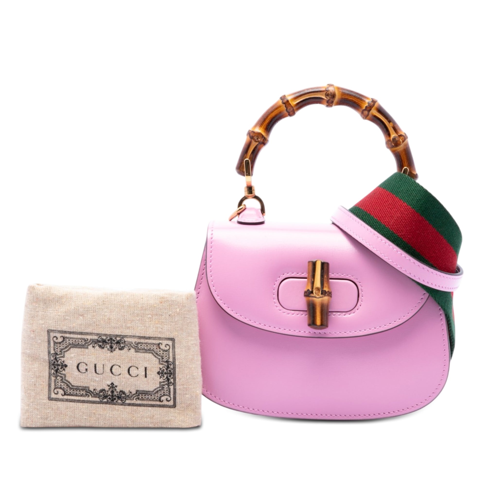 Gucci Mini Calfskin Web 1947 Bamboo Top Handle Bag - image 7