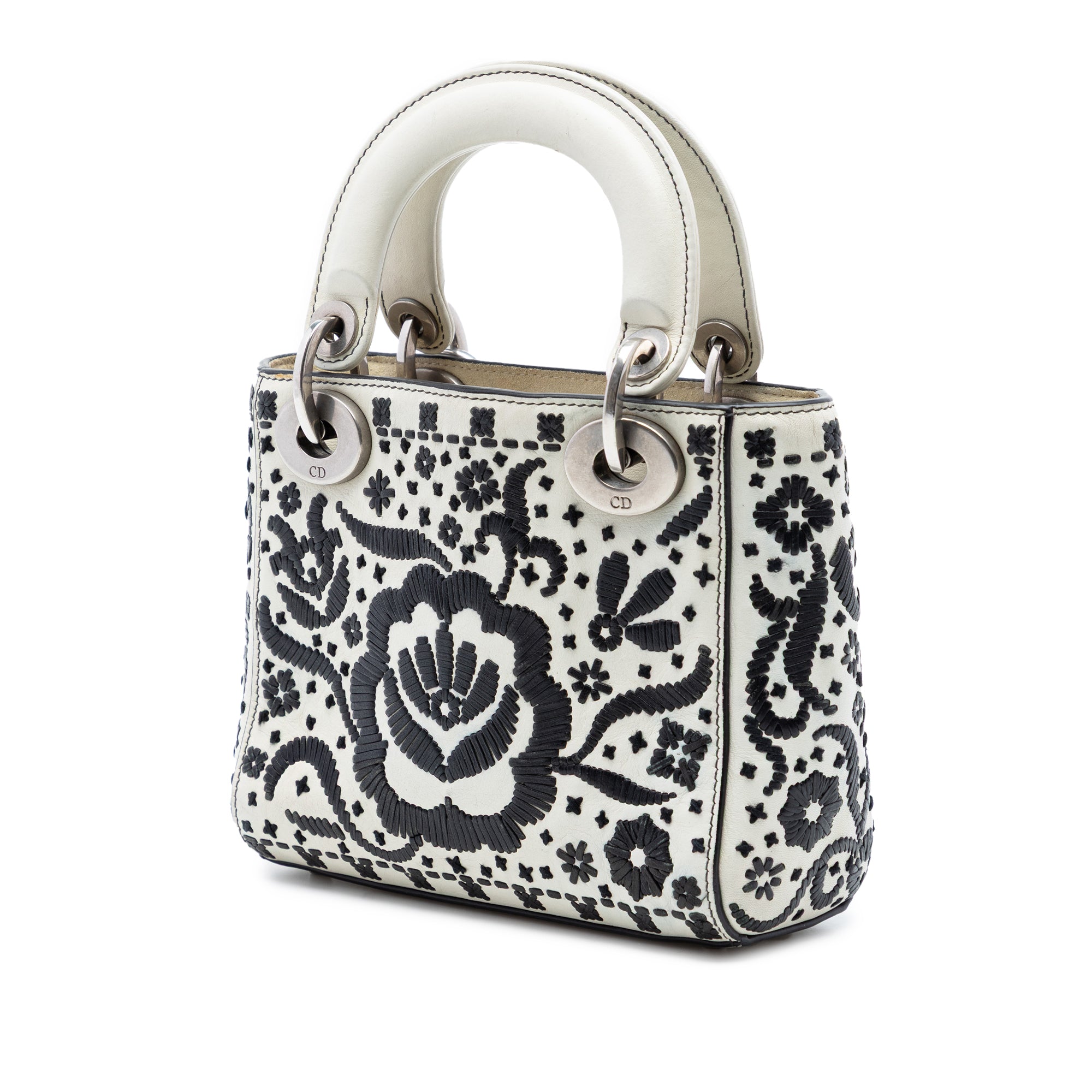 Dior Mini Calfskin Flower Embroidered Lady Dior - image 2
