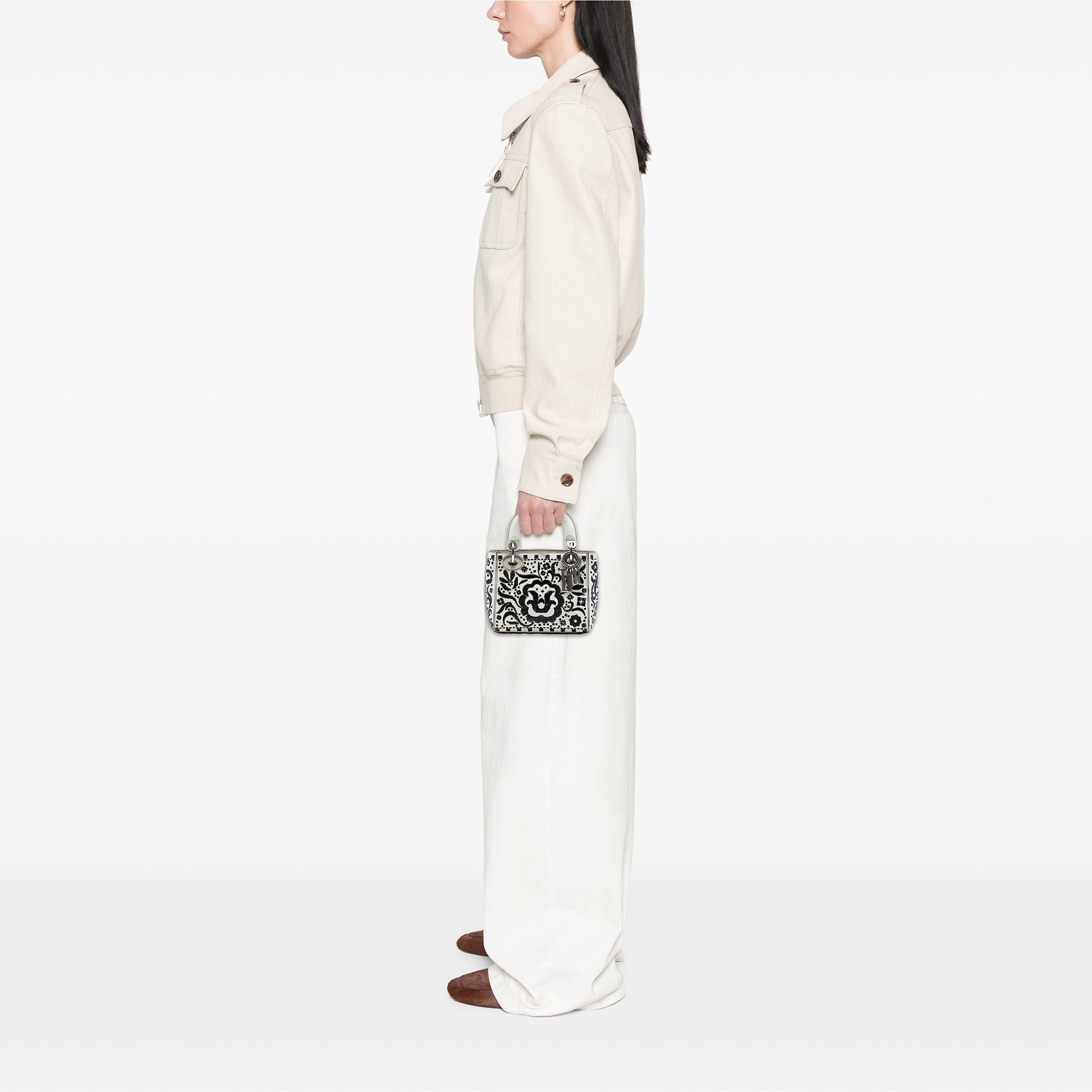 Dior Mini Calfskin Flower Embroidered Lady Dior - image 7