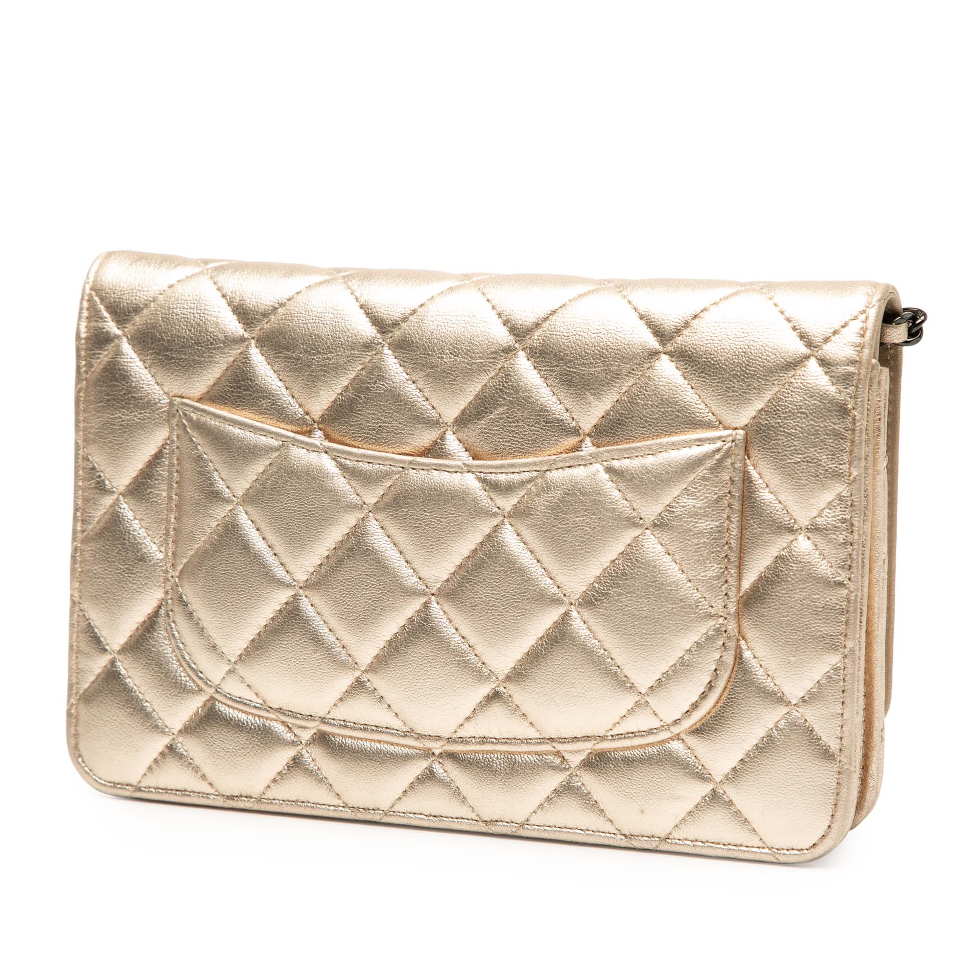 Chanel CC Quilted Metallic Lambskin Wallet on Chain - image 2
