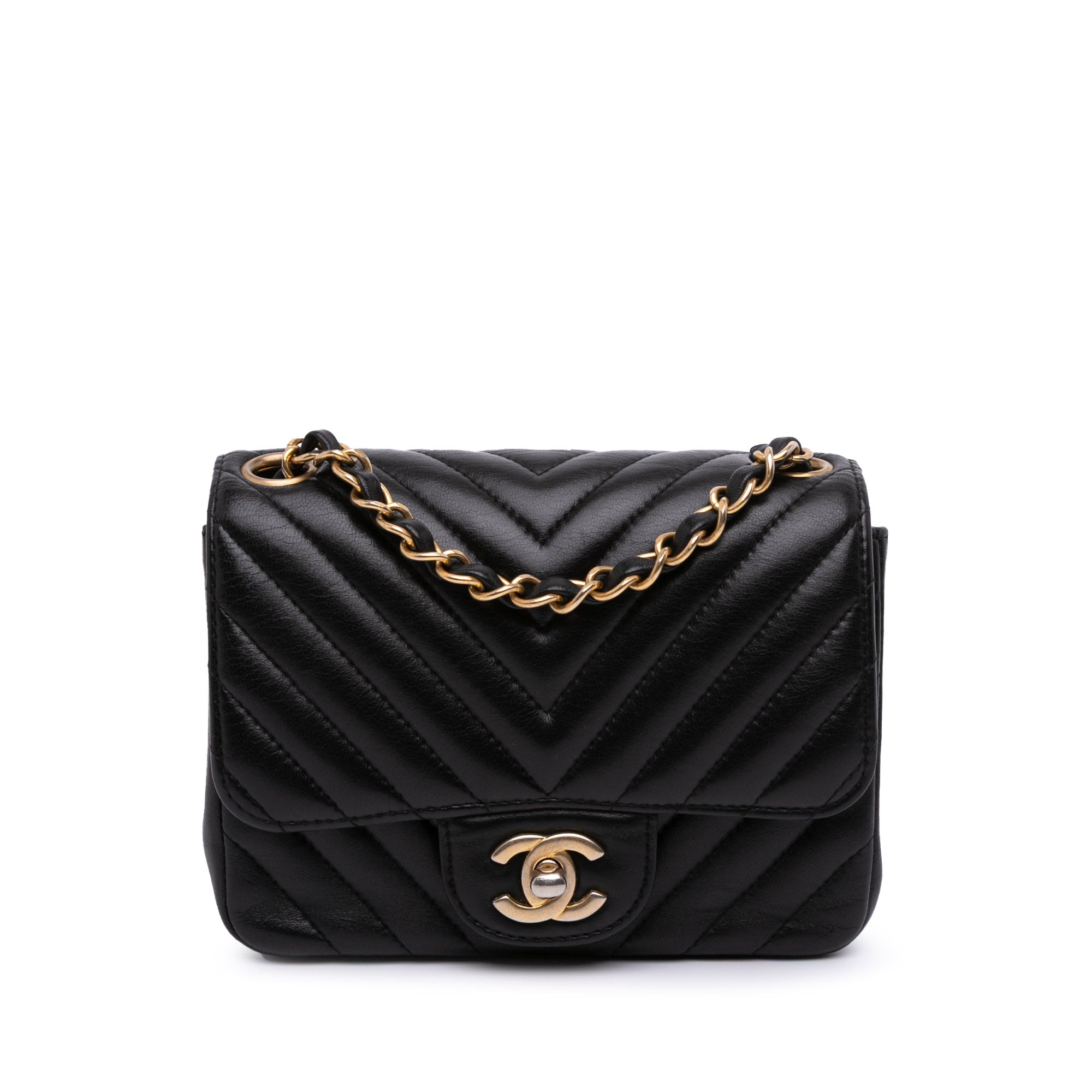 Chanel Mini Square Classic Chevron Lambskin Single Flap - image 1
