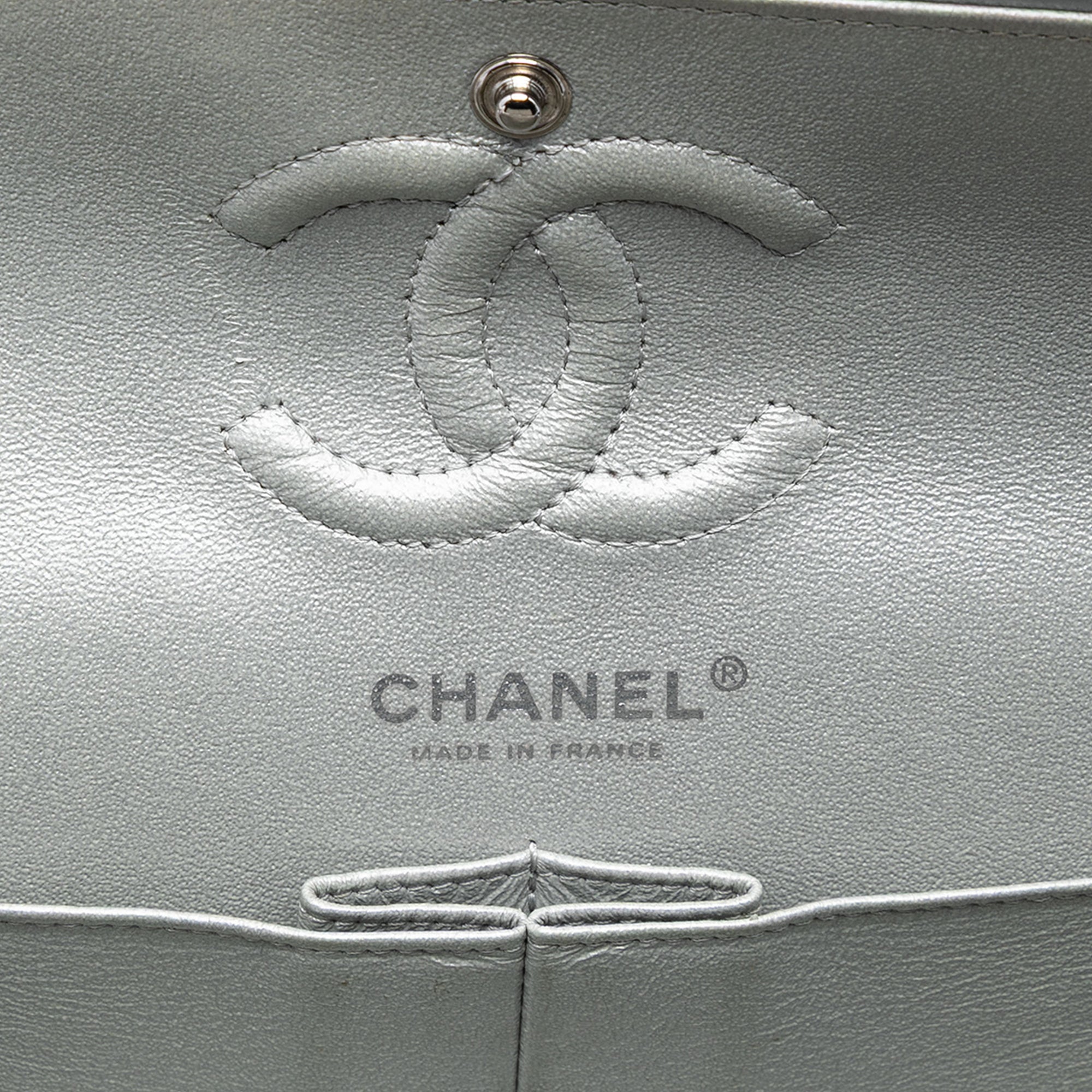 Chanel Small Classic Chevron Metallic Crumpled Calfskin Double Flap - image 5