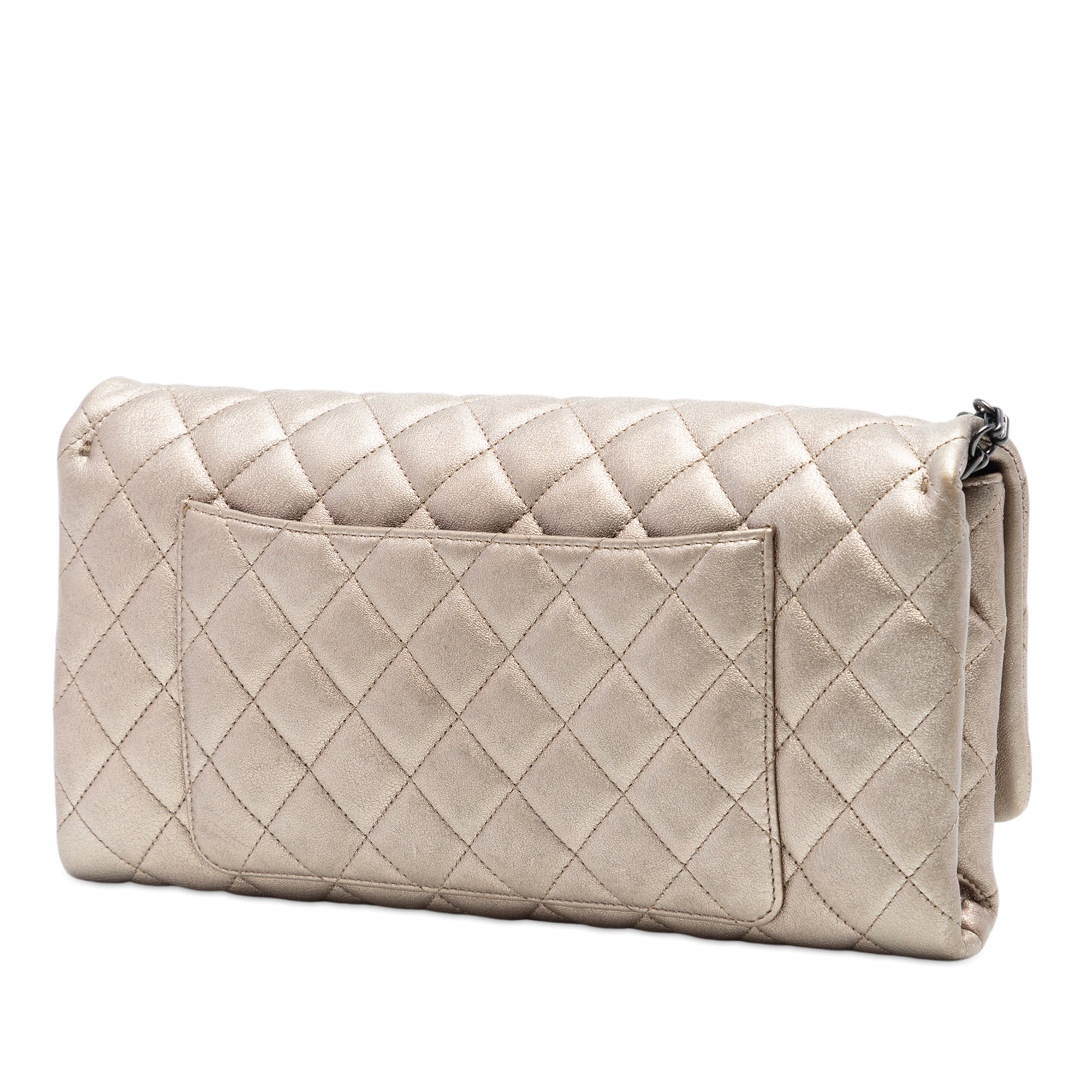 Chanel CC Quilted Metallic Lambskin Butterfly Chain Clutch - image 2